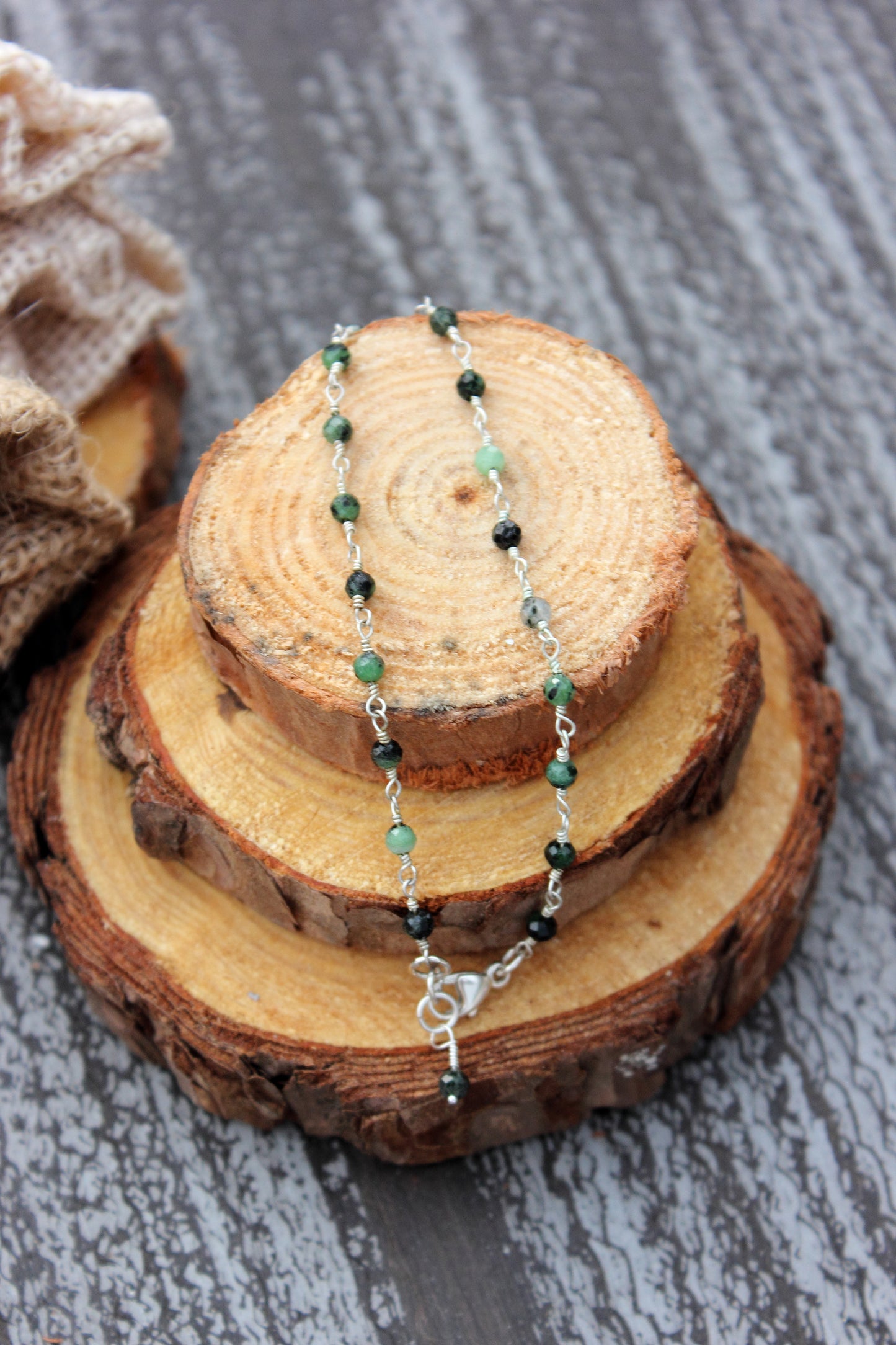 Ruby in Zoisite Rosary Chain Bracelet