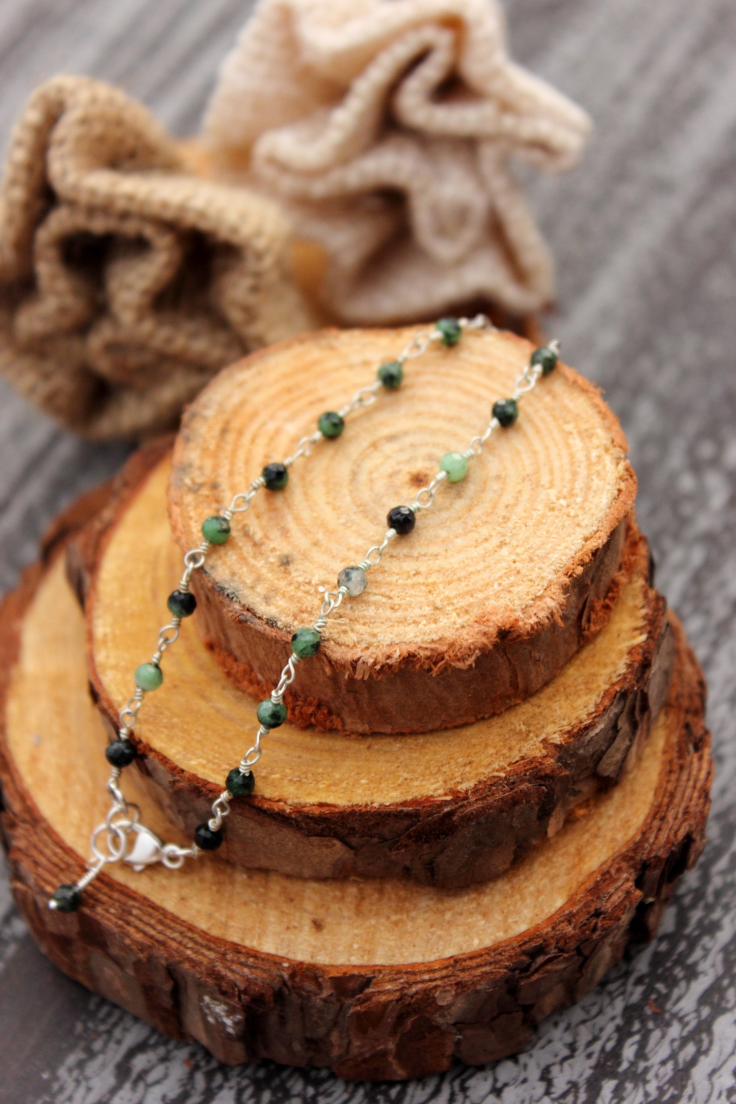 Ruby in Zoisite Rosary Chain Bracelet