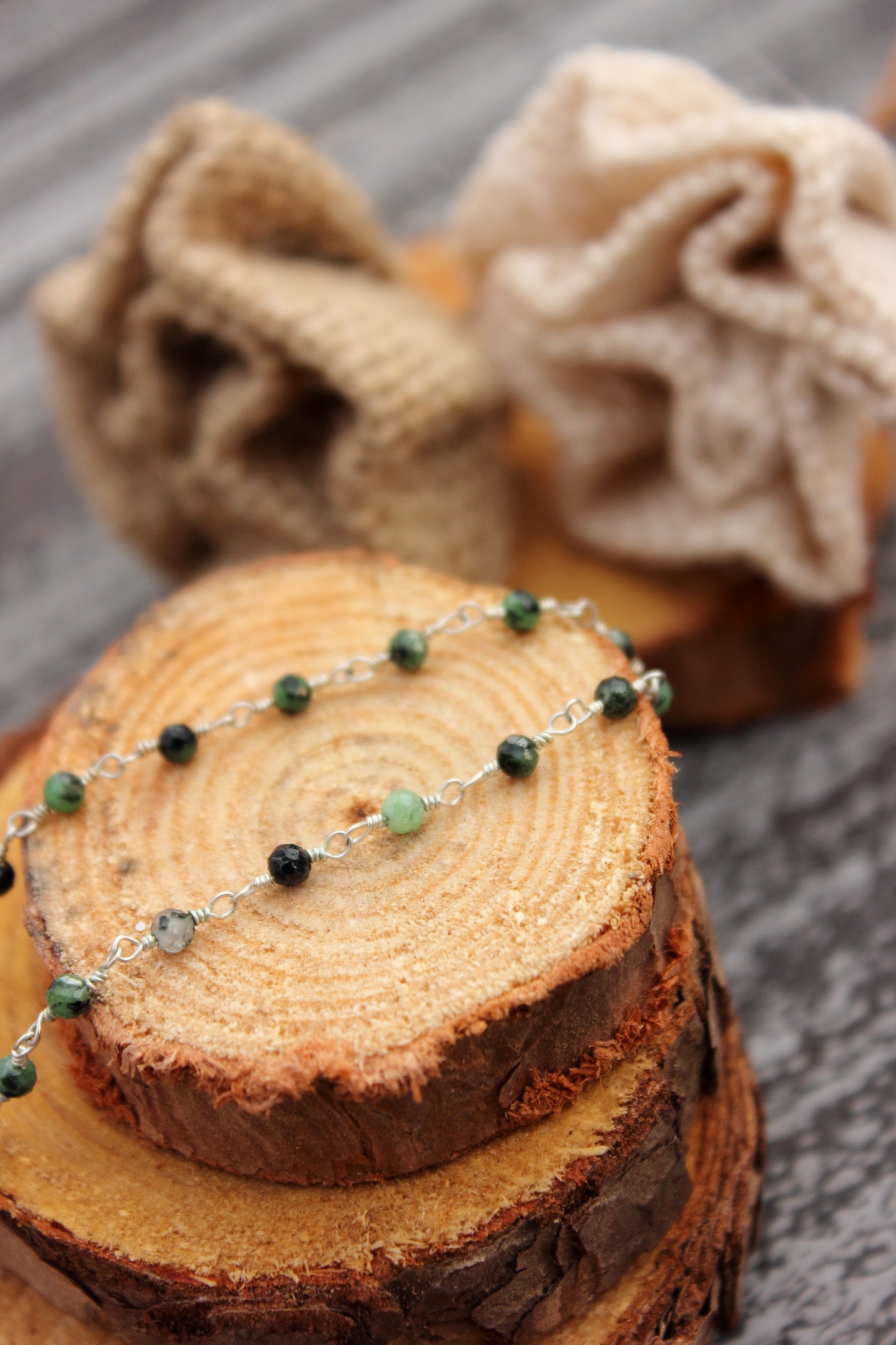 Ruby in Zoisite Rosary Chain Bracelet