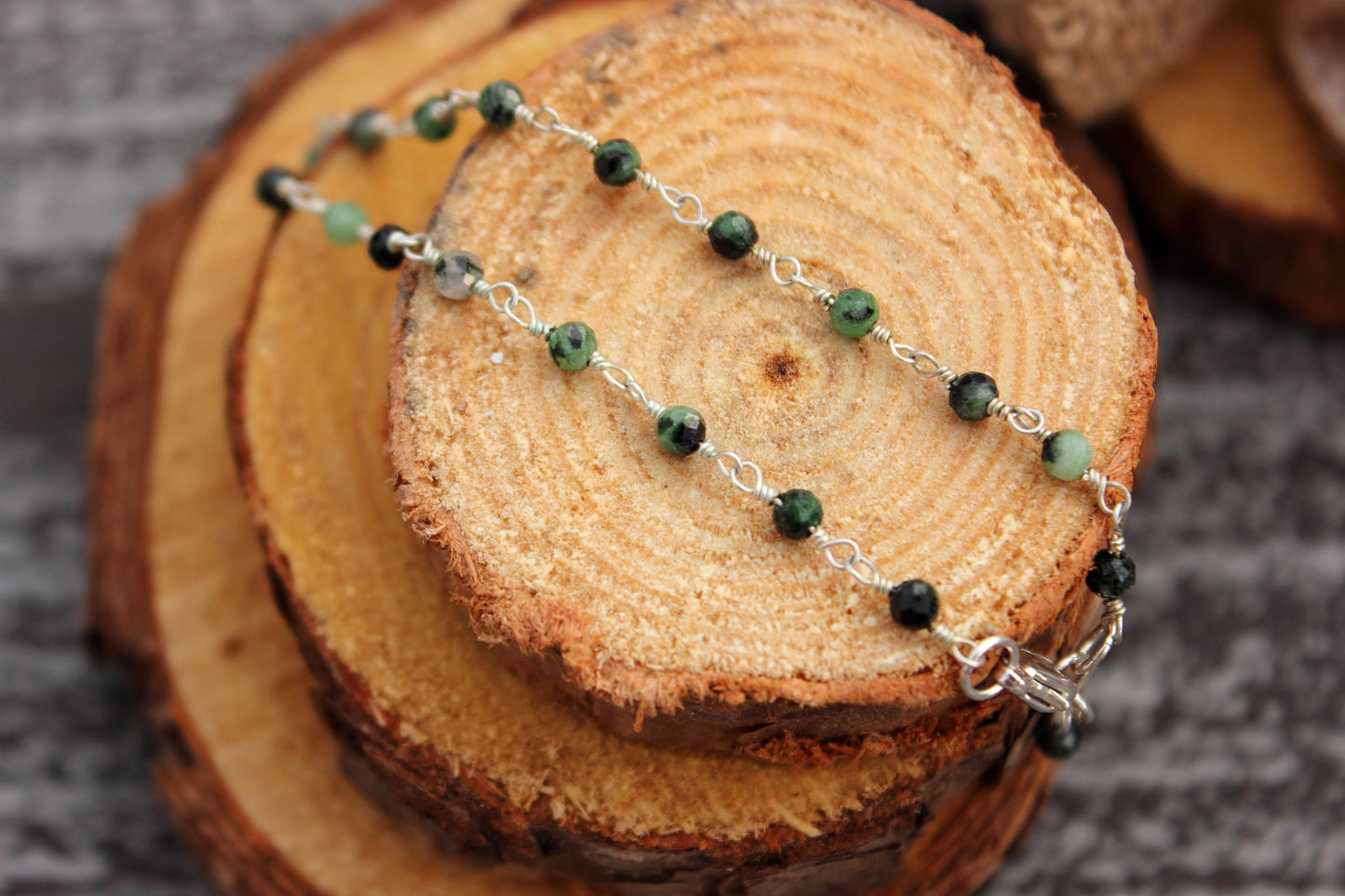 Ruby in Zoisite Rosary Chain Bracelet
