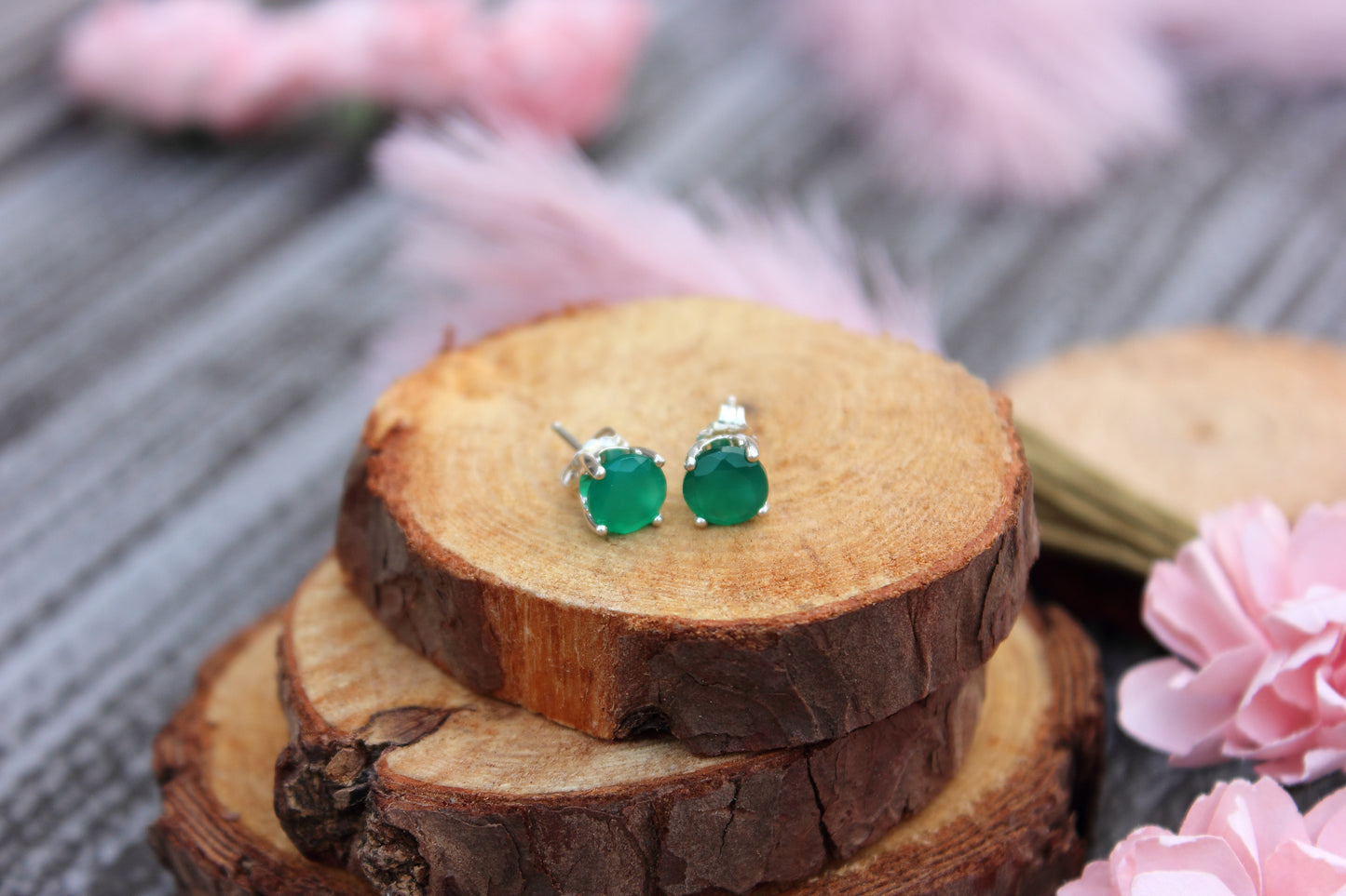 Green Onyx Stud Earrings