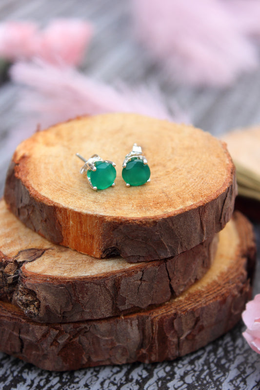 Green Onyx Stud Earrings
