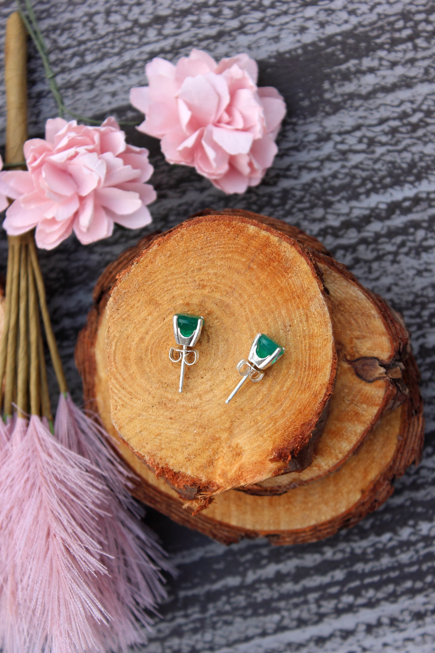Green Onyx Stud Earrings