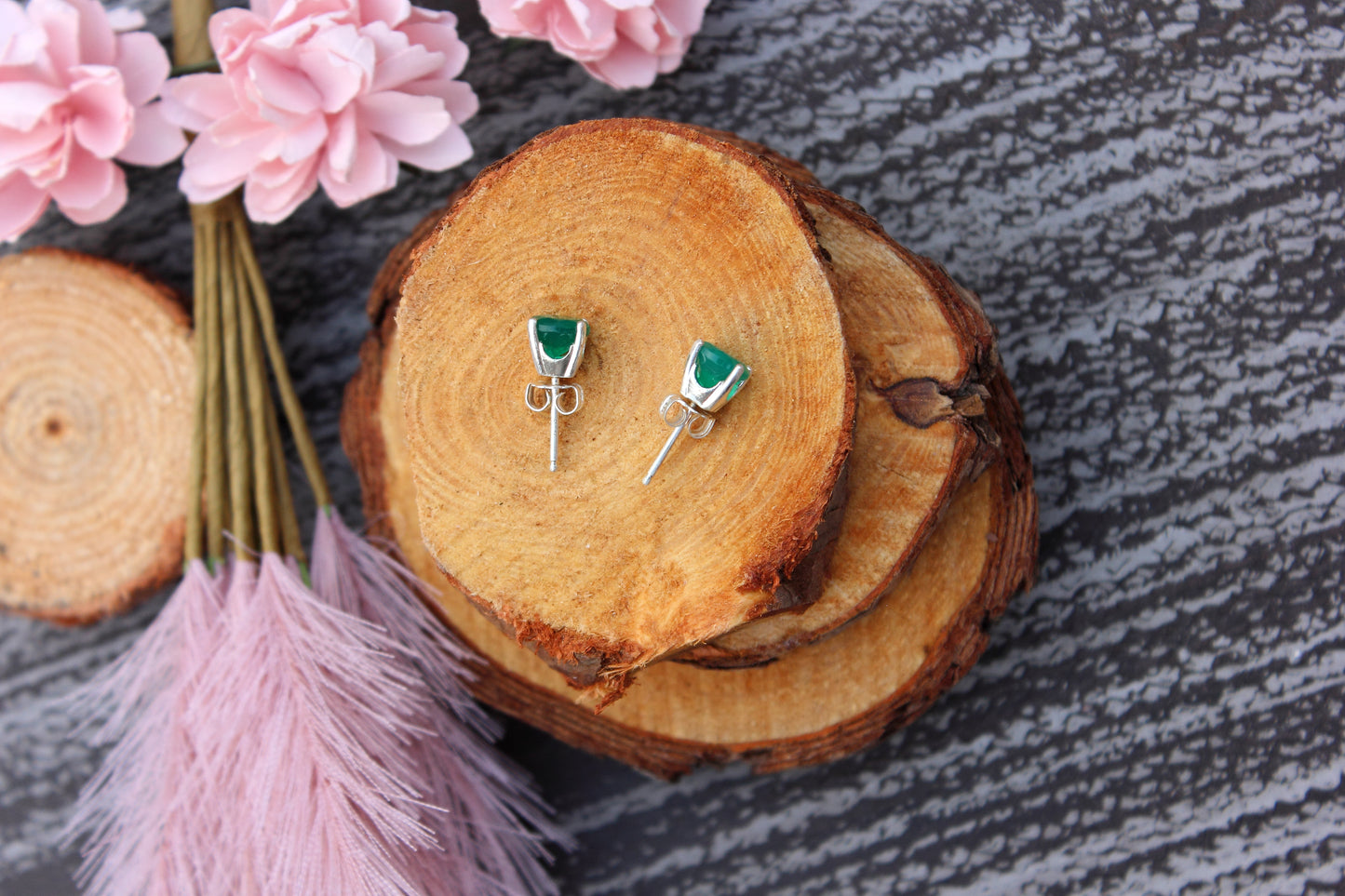 Green Onyx Stud Earrings