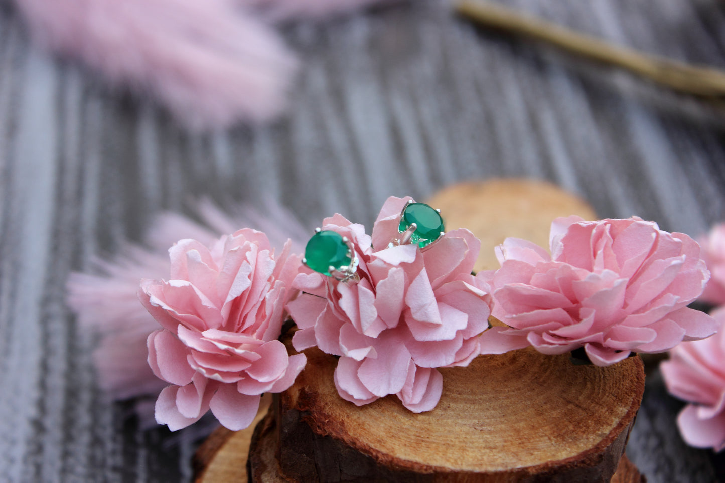 Green Onyx Stud Earrings