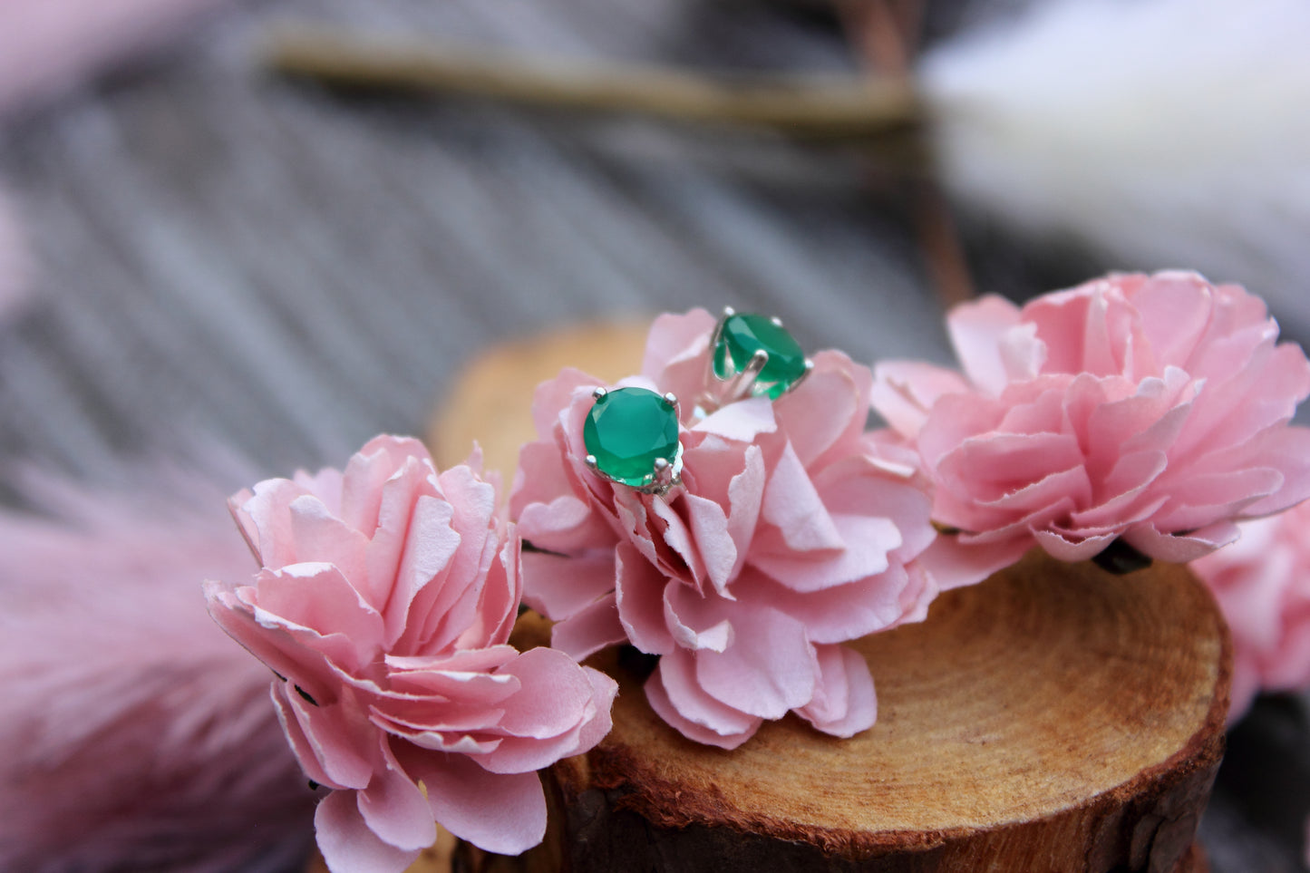 Green Onyx Stud Earrings