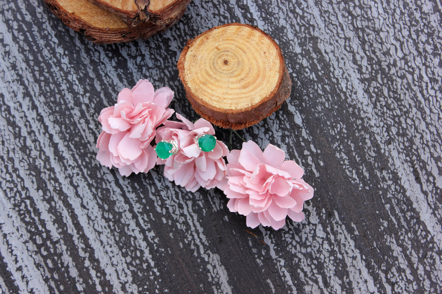 Green Onyx Stud Earrings