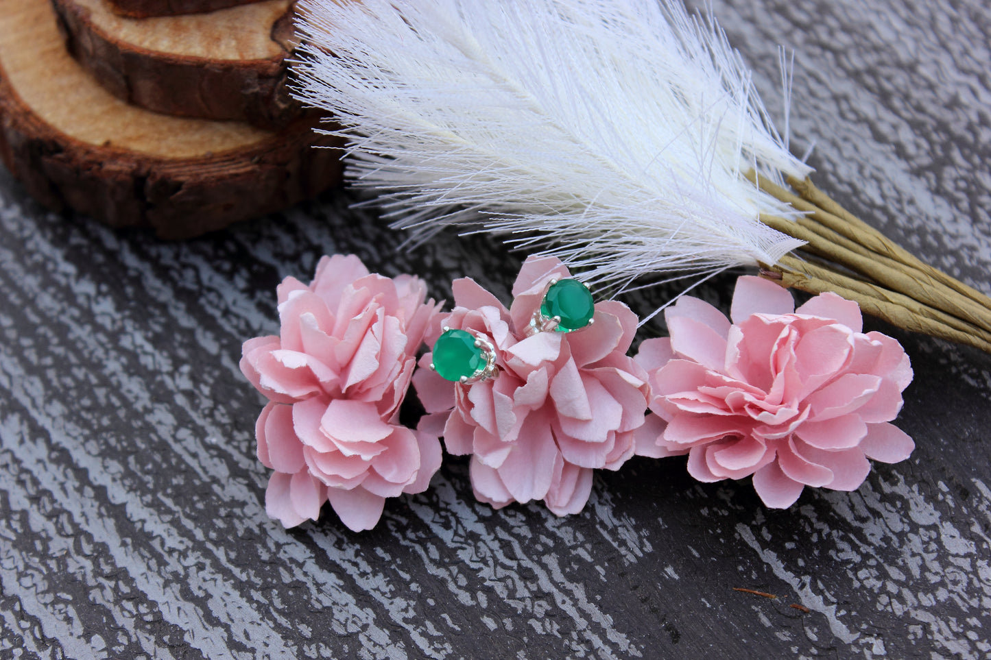 Green Onyx Stud Earrings