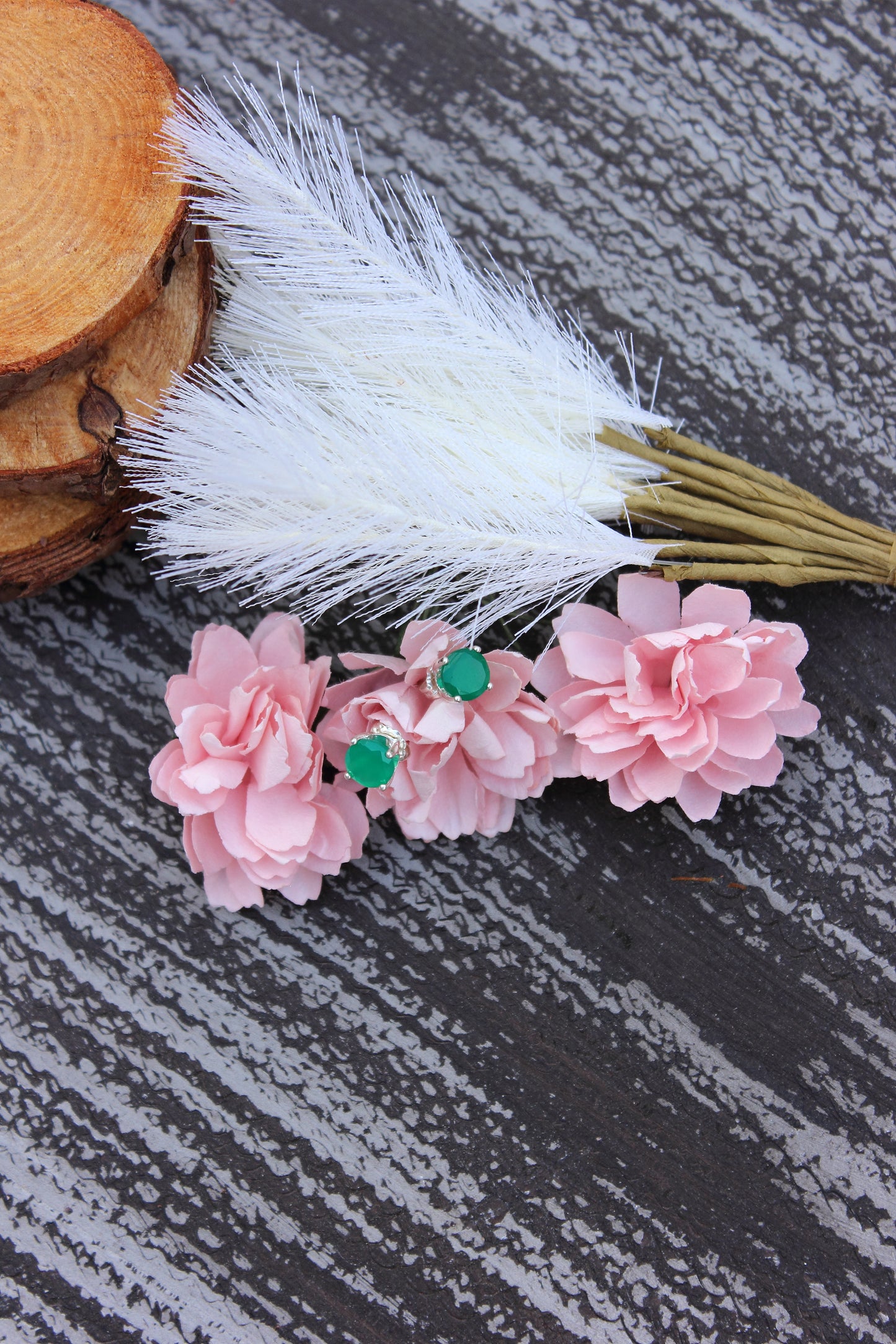 Green Onyx Stud Earrings