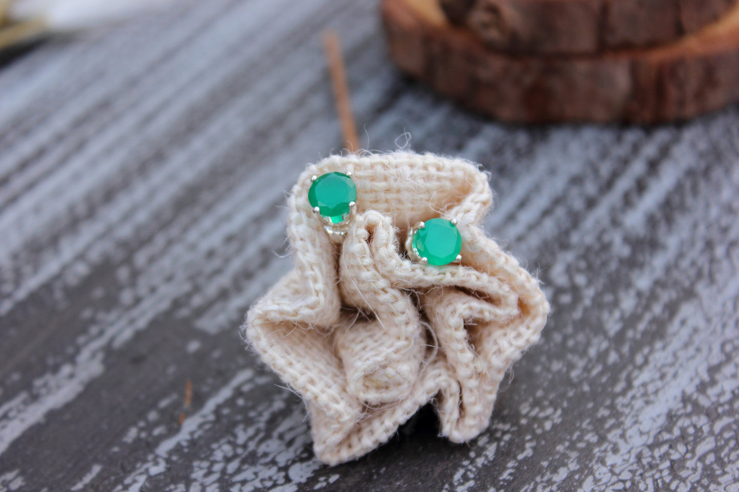 Green Onyx Stud Earrings