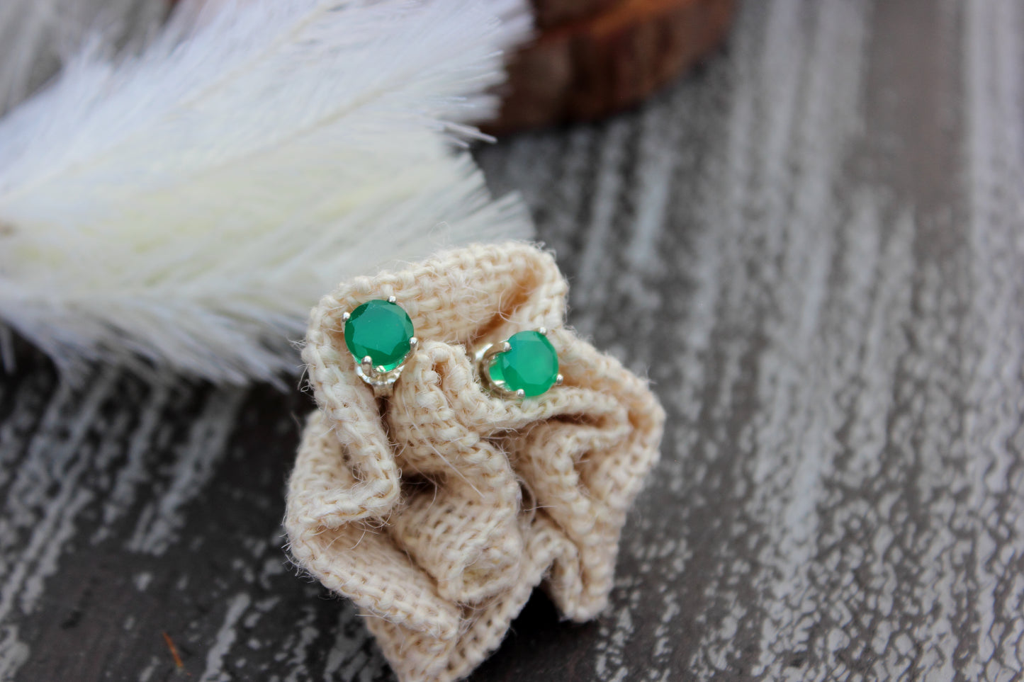 Green Onyx Stud Earrings