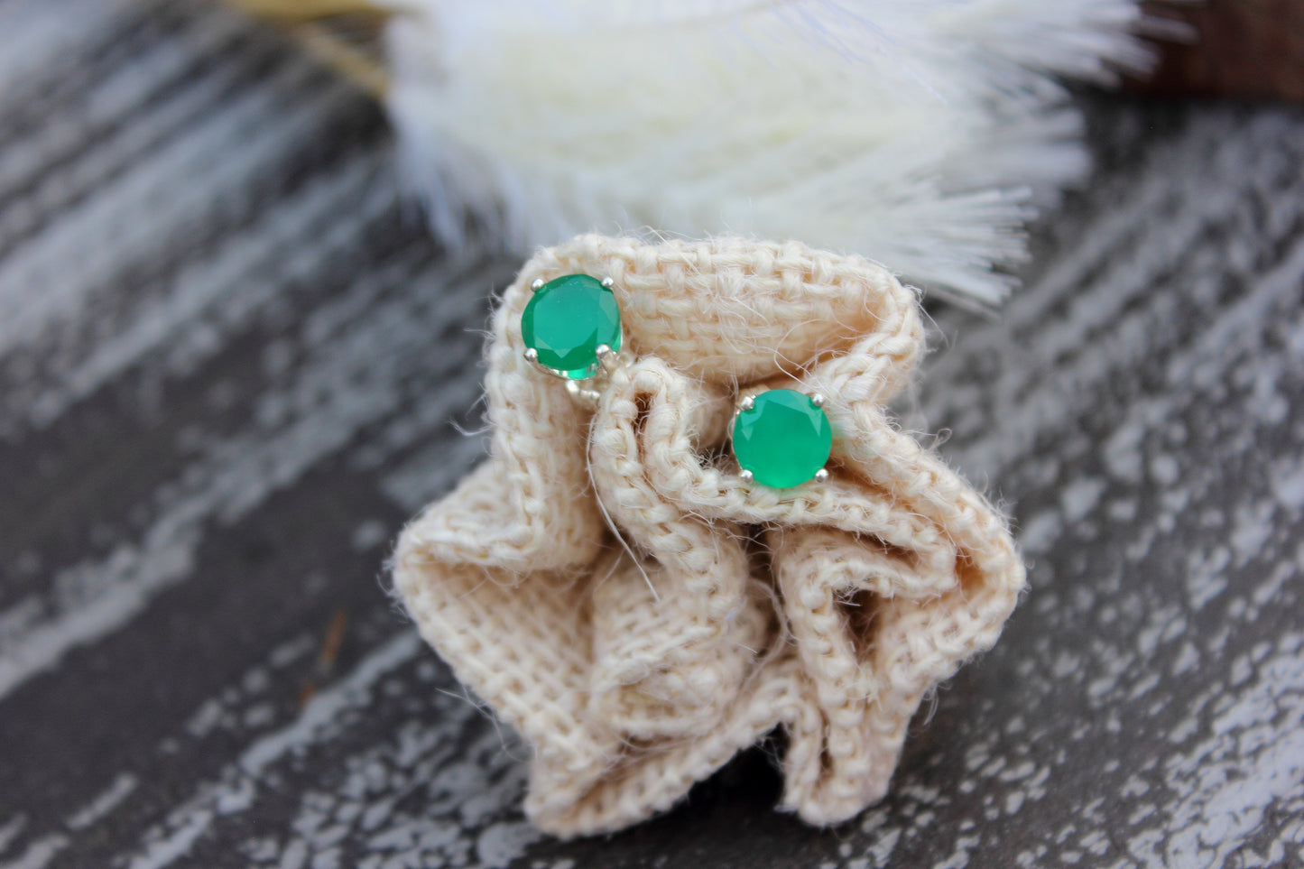 Green Onyx Stud Earrings