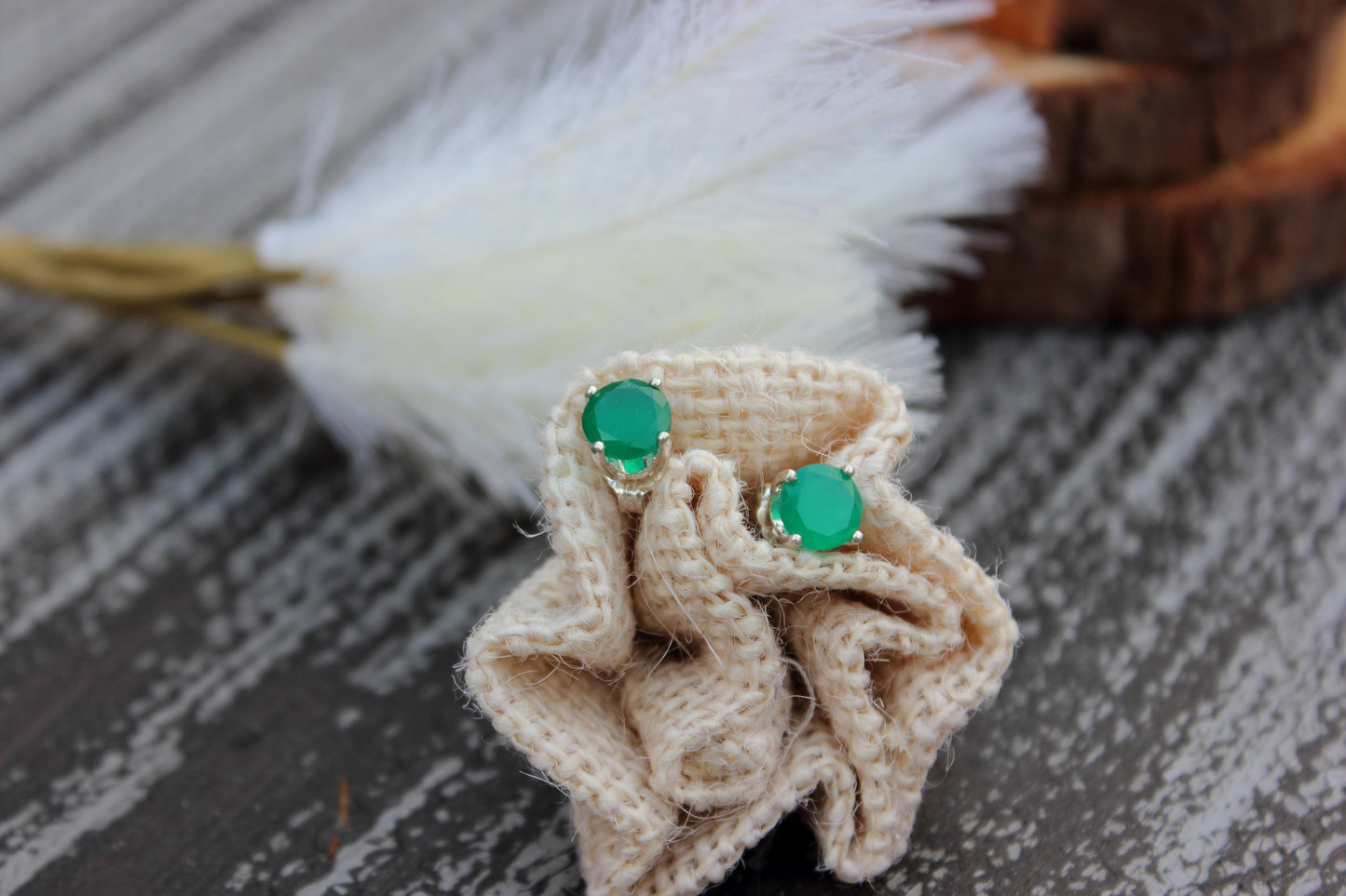 Green Onyx Stud Earrings