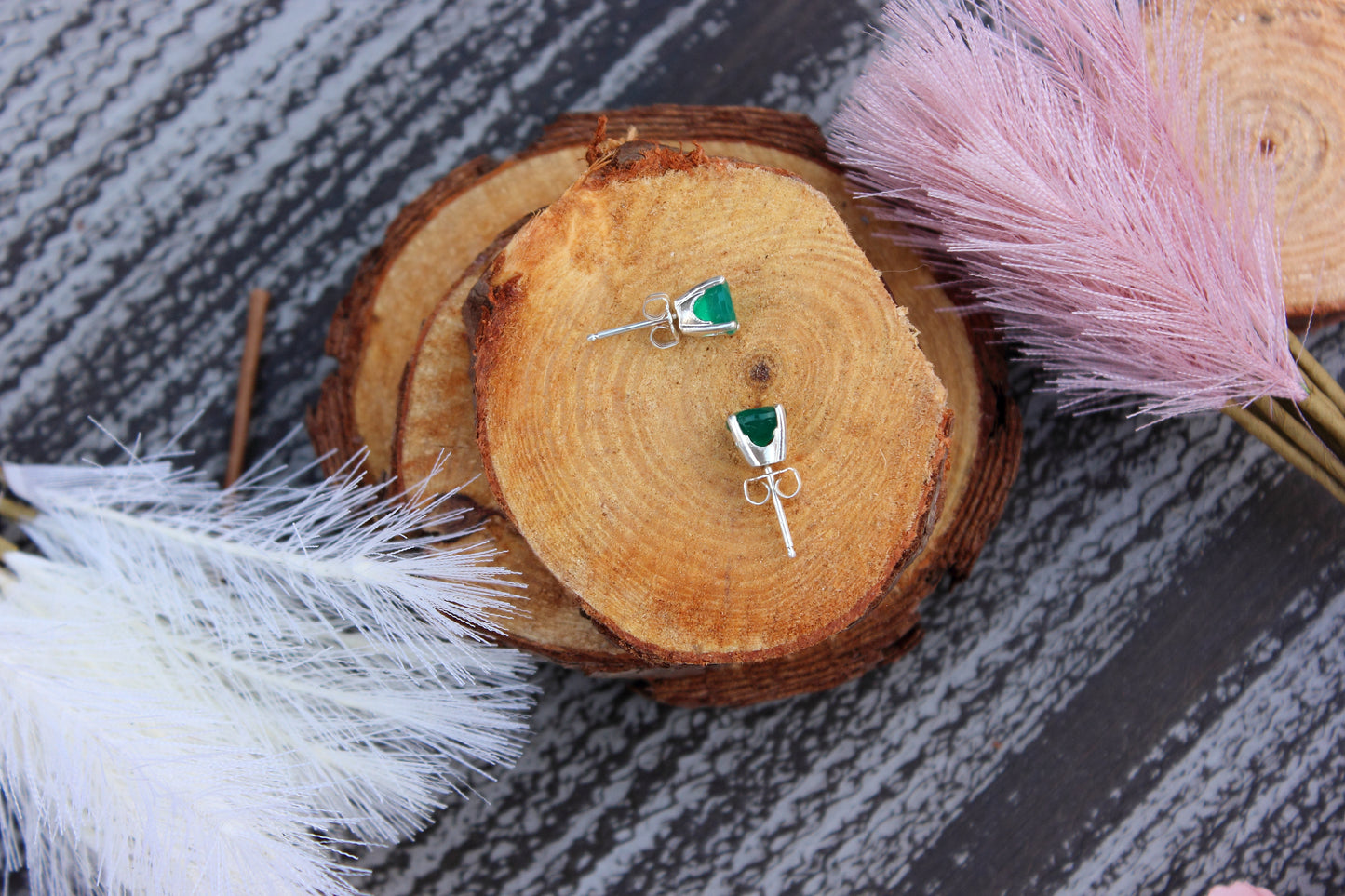 Green Onyx Stud Earrings