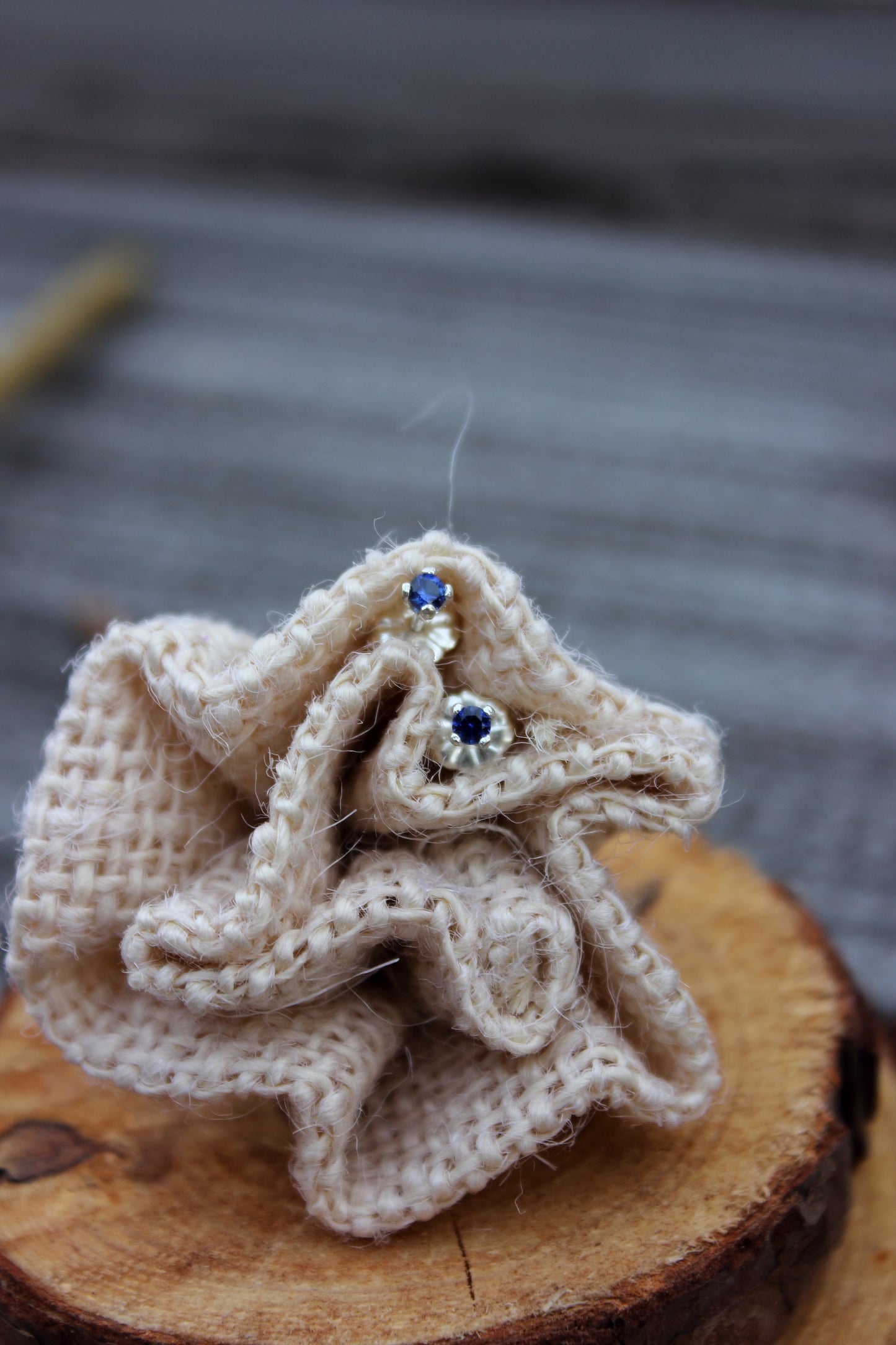 Tiny Gemstone Studs - Sapphires