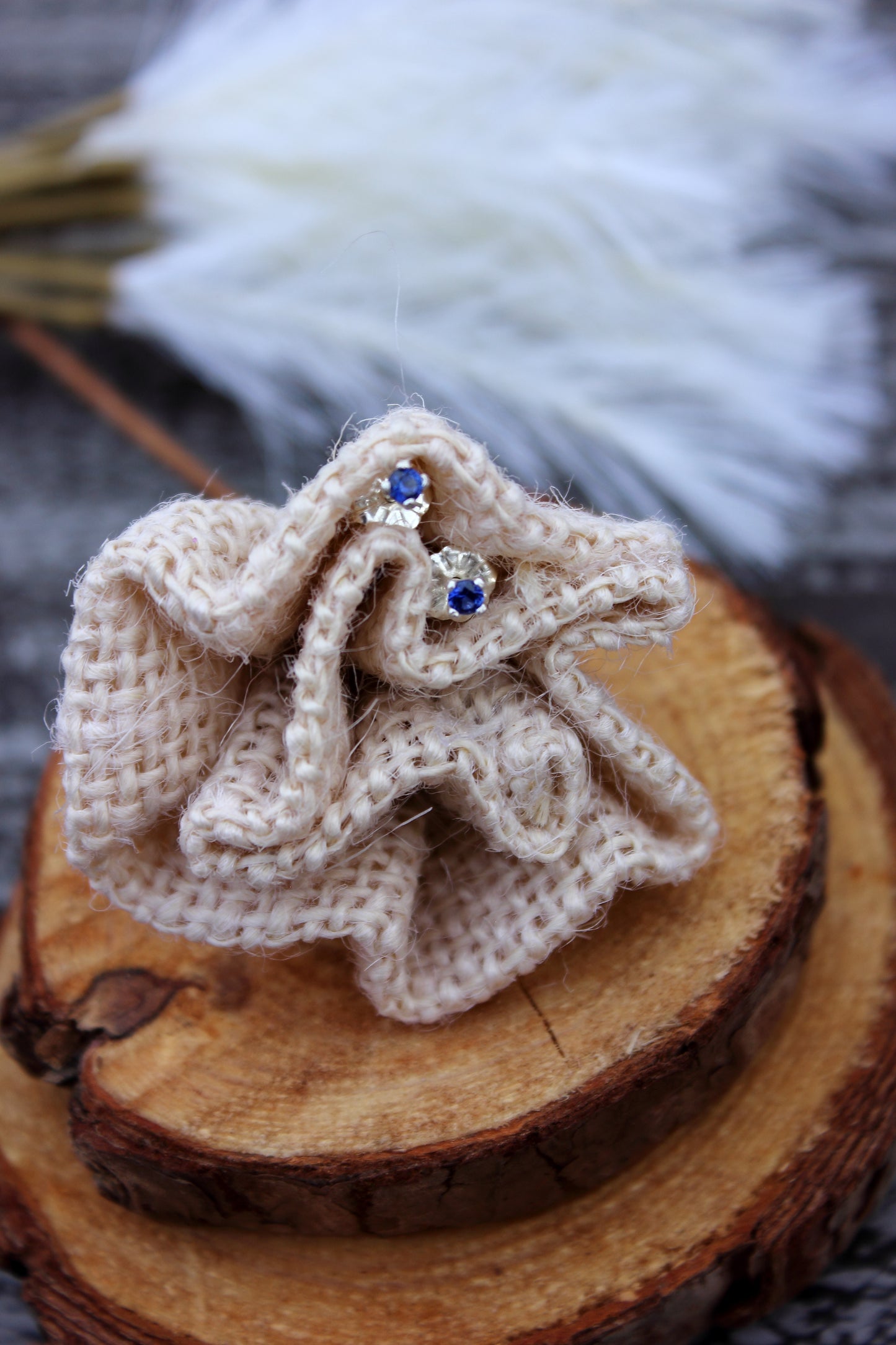 Tiny Gemstone Studs - Sapphires