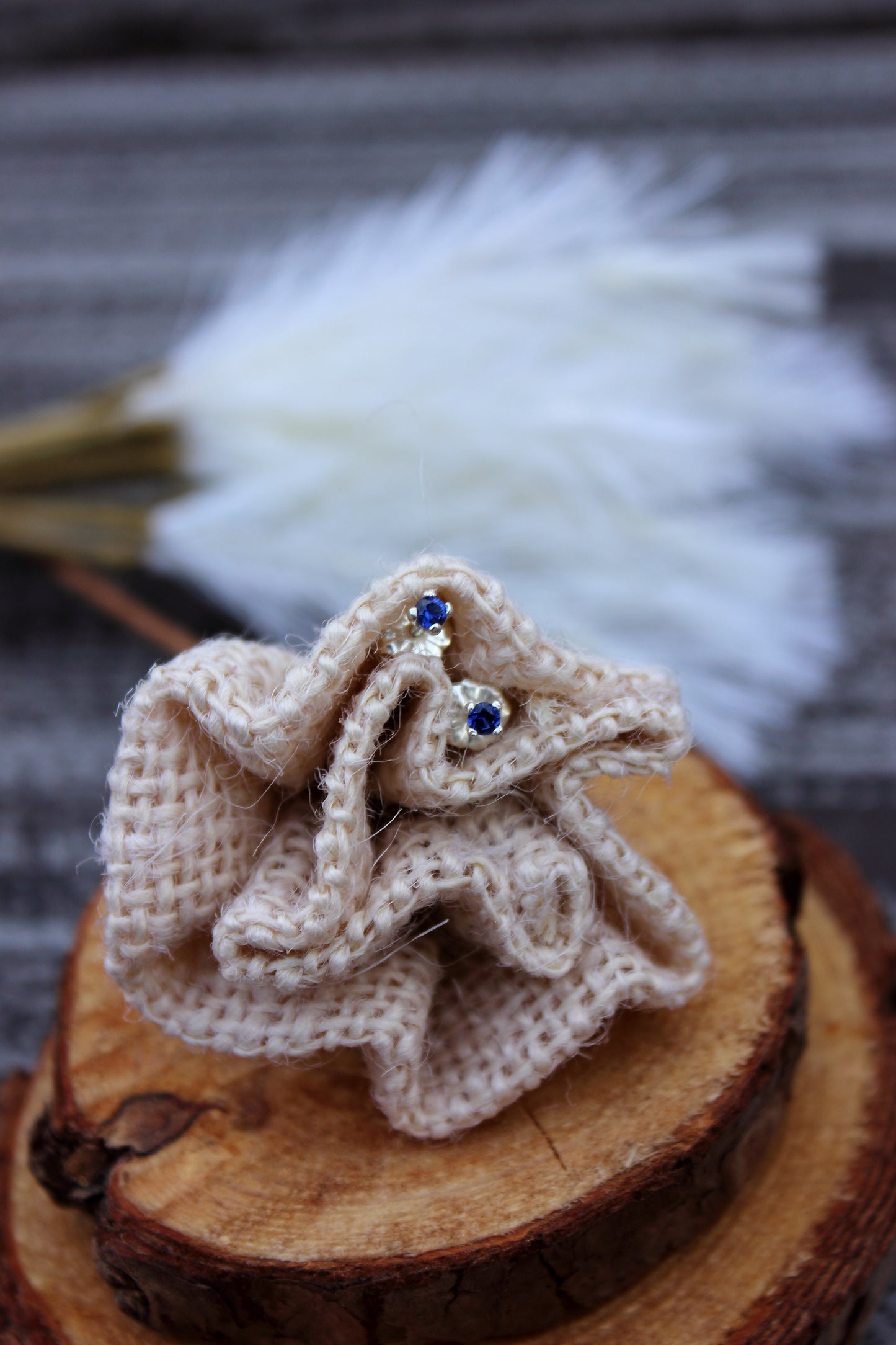 Tiny Gemstone Studs - Sapphires