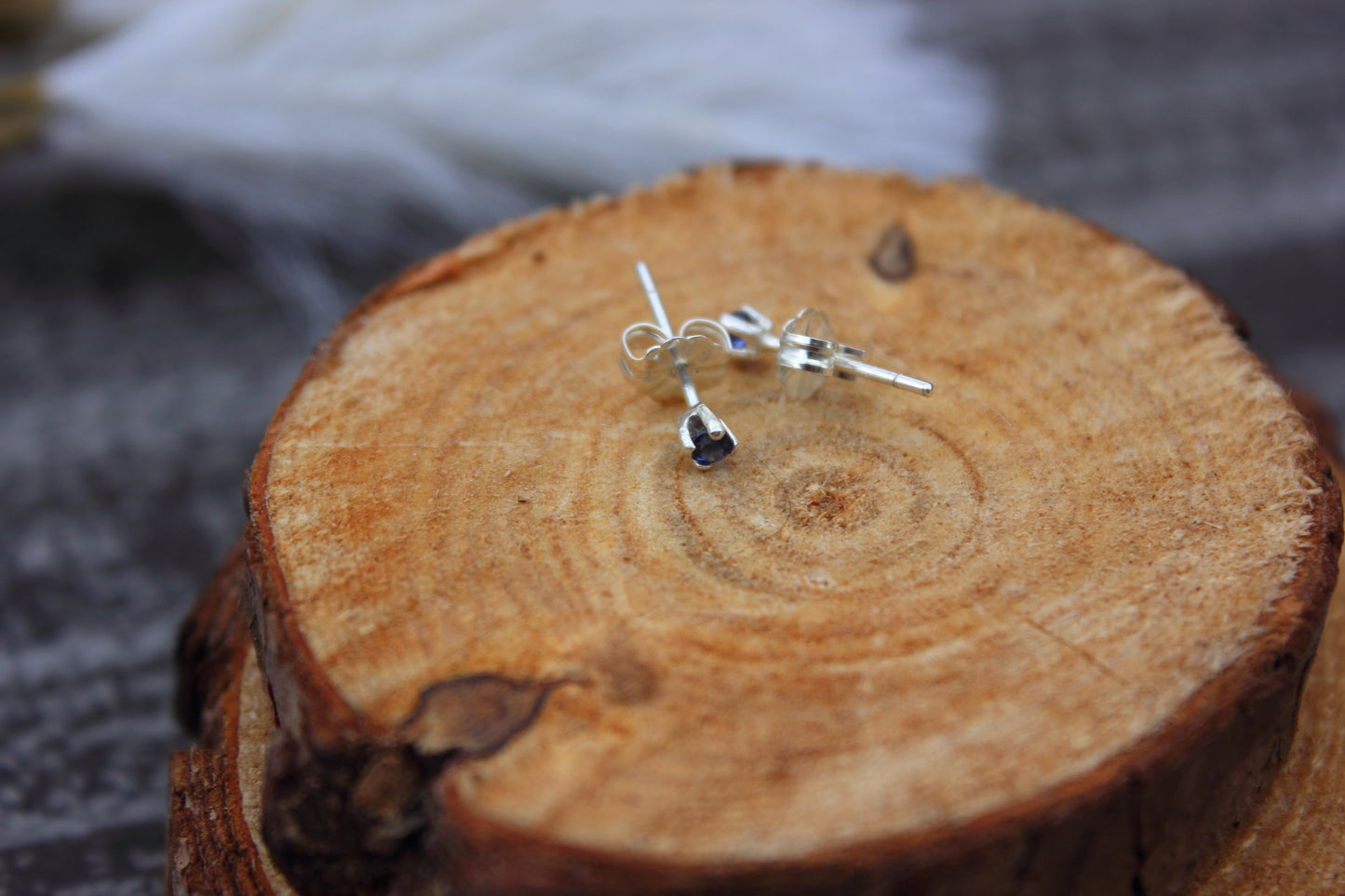 Tiny Gemstone Studs - Sapphires