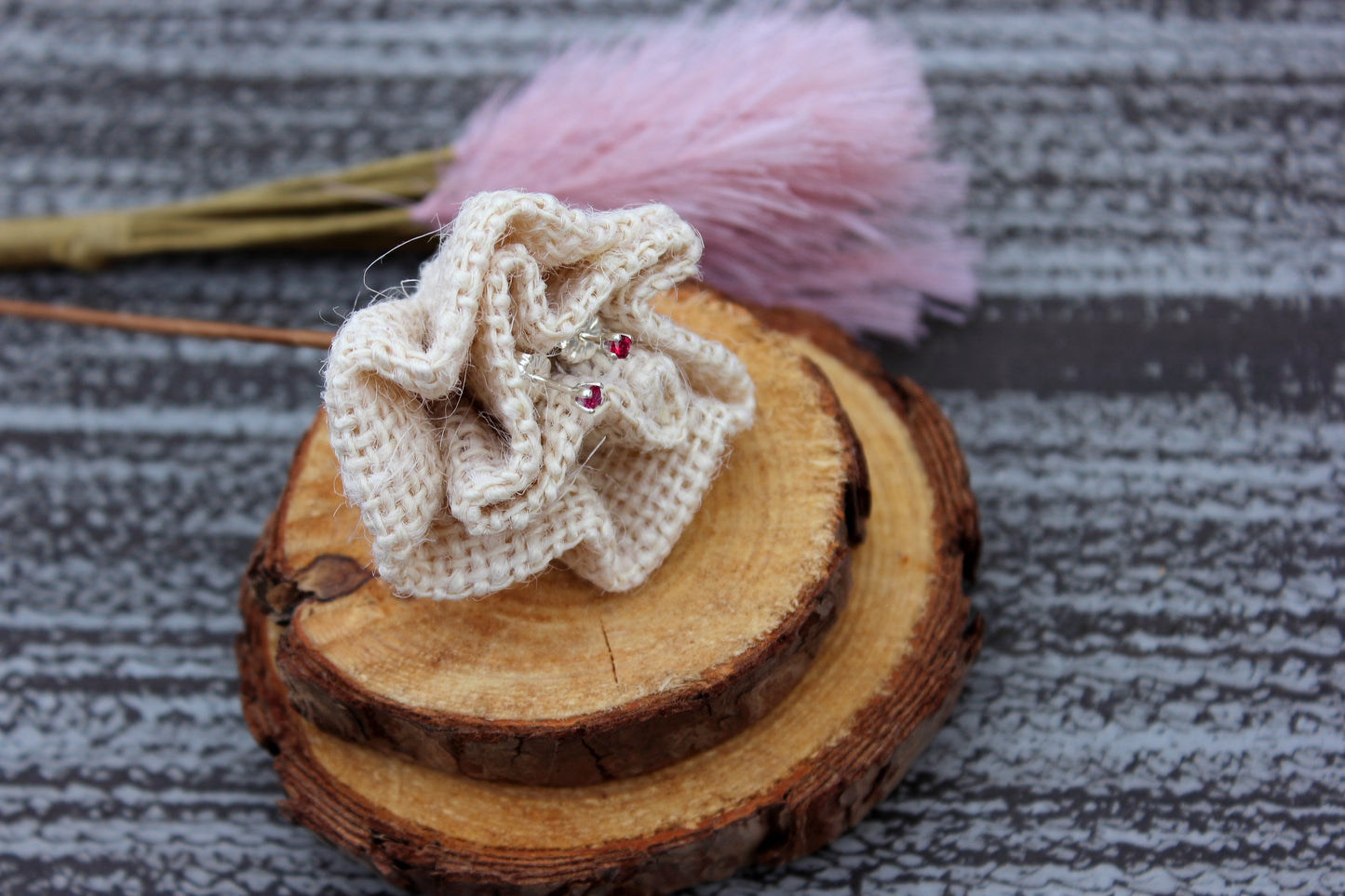 Tiny Gemstone Studs - Emerald and Ruby