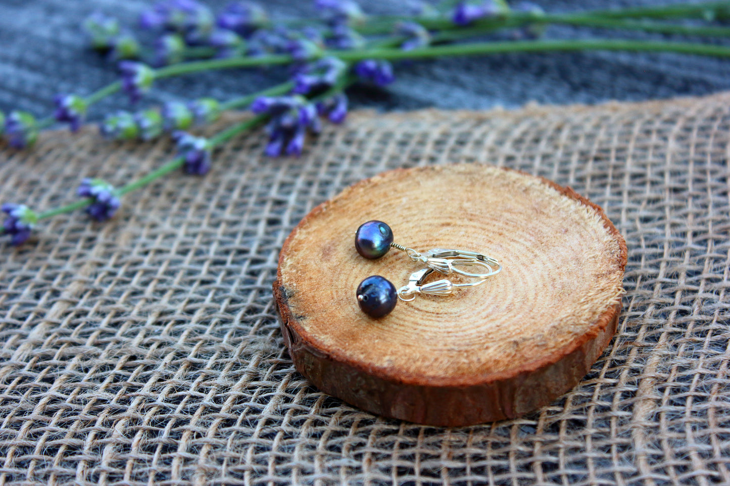 Peacock pearls on lever backs ear wires