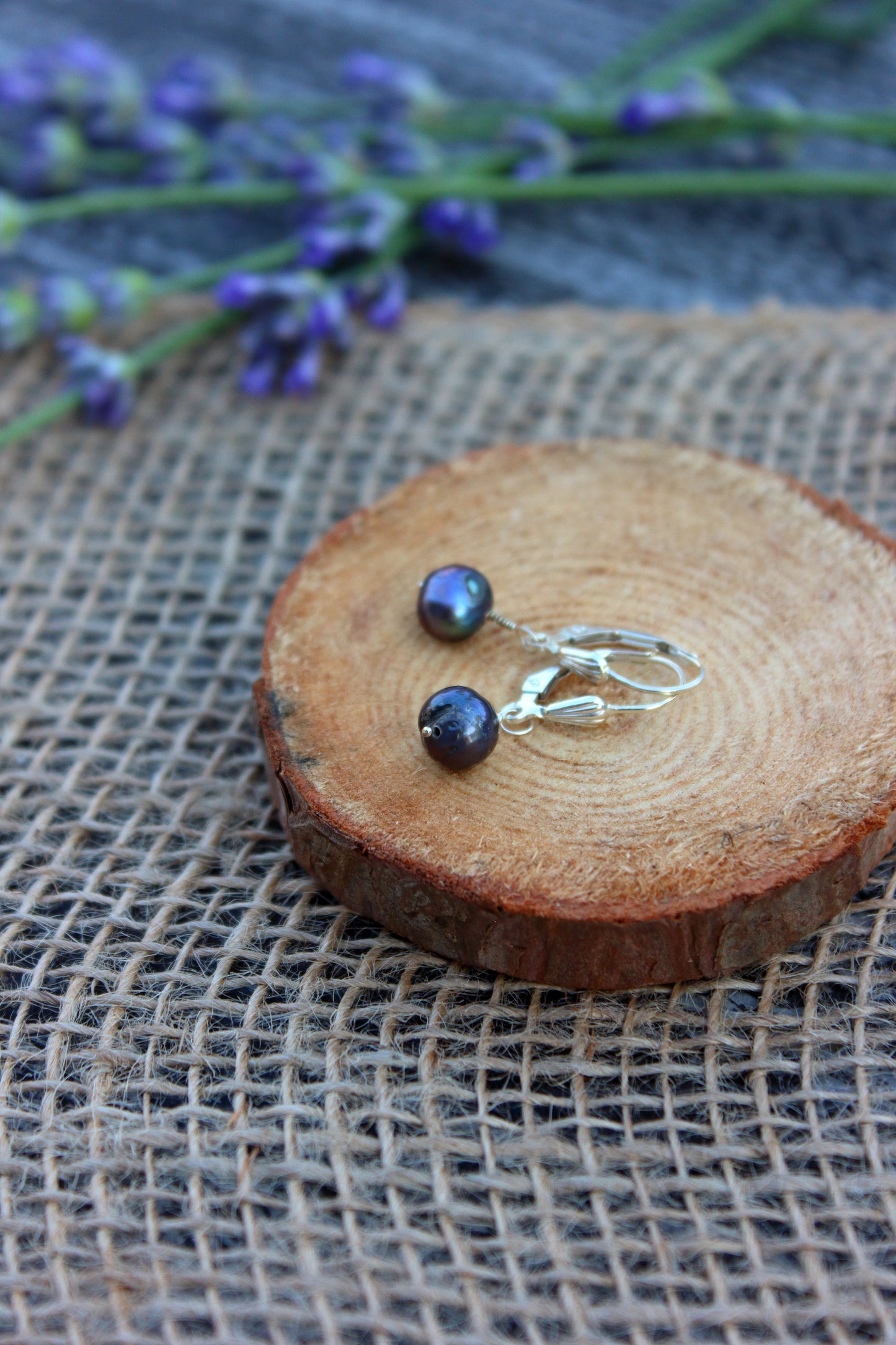 Peacock pearls on lever backs ear wires