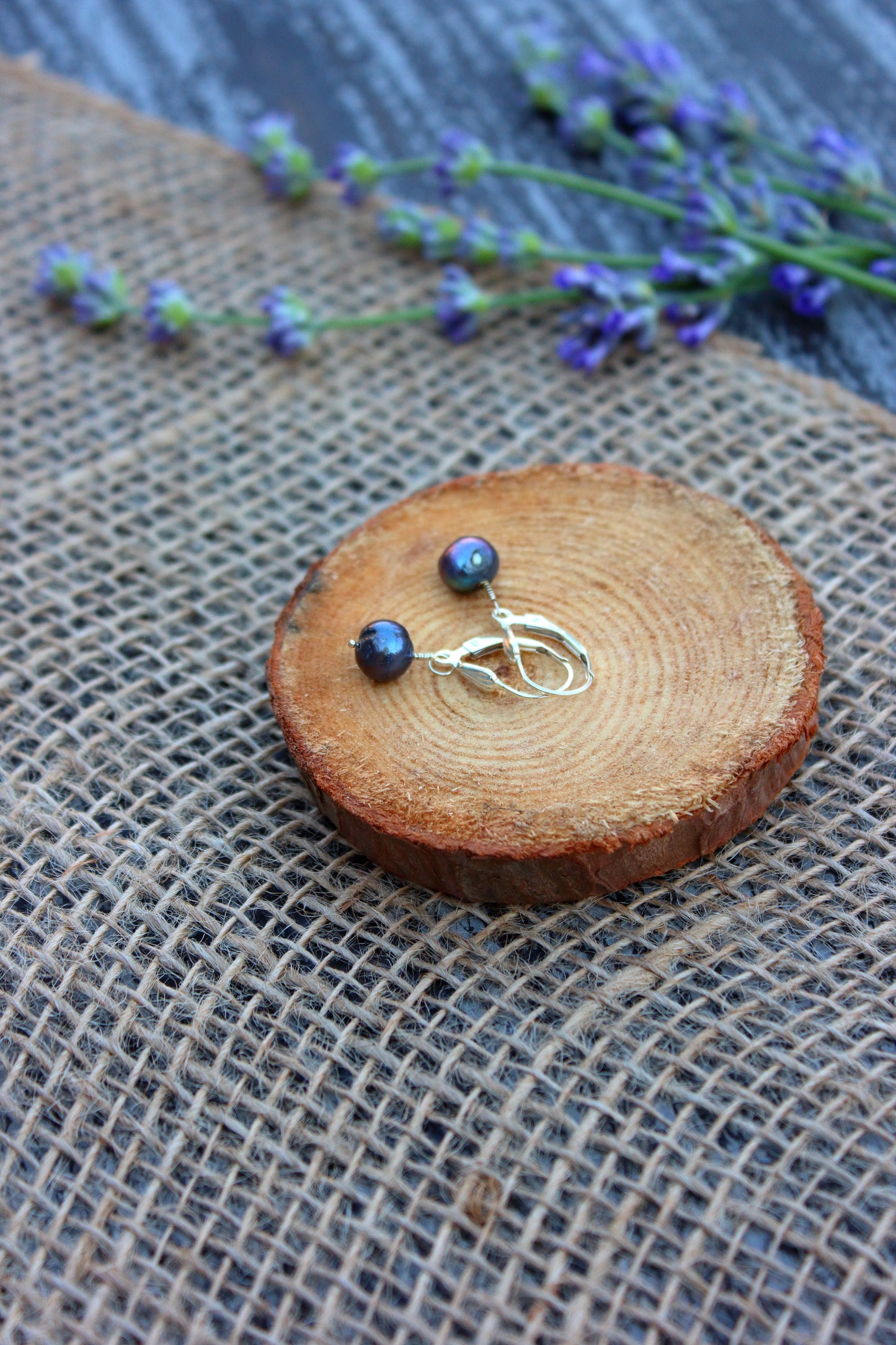 Peacock pearls on lever backs ear wires