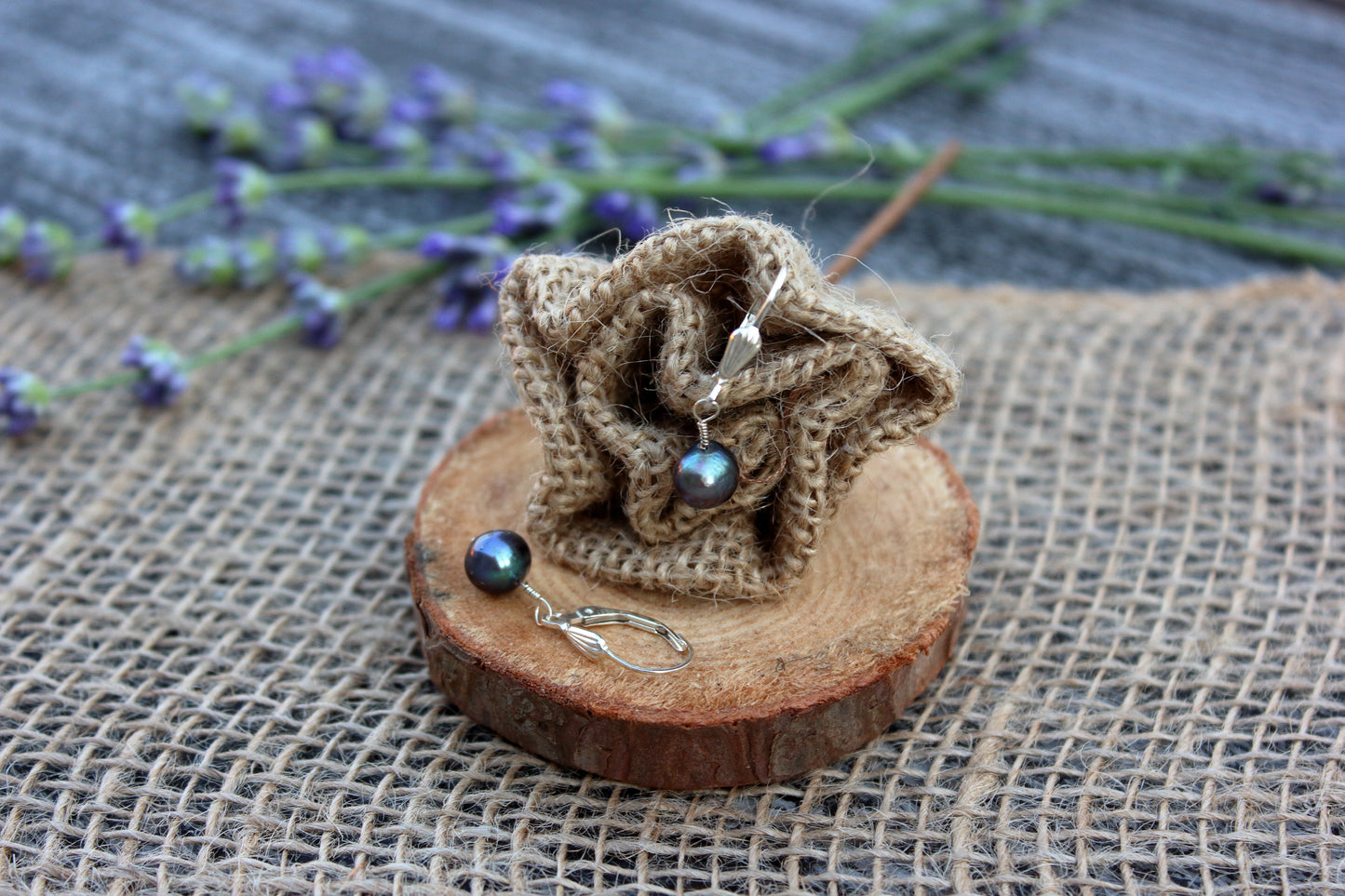 Peacock pearls on lever backs ear wires