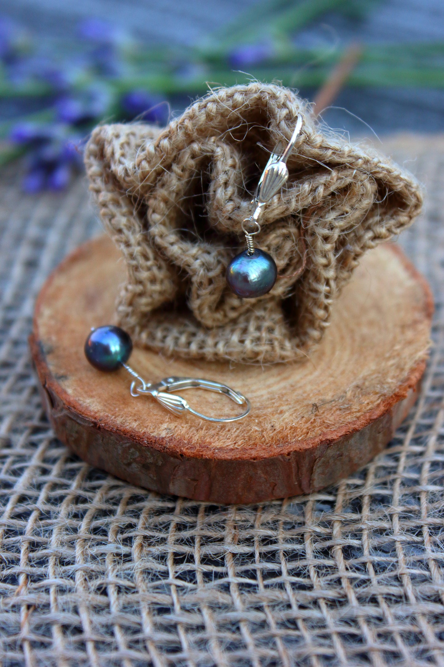 Peacock pearls on lever backs ear wires