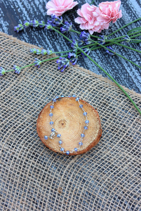 Blue zircon rosary bracelet