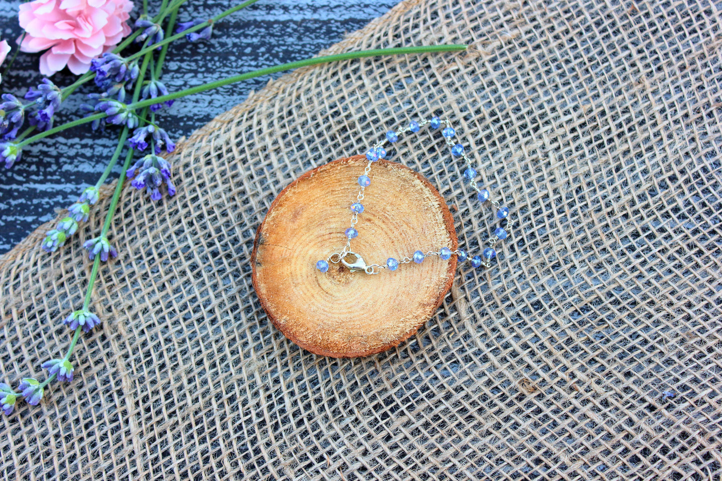 Blue zircon rosary bracelet