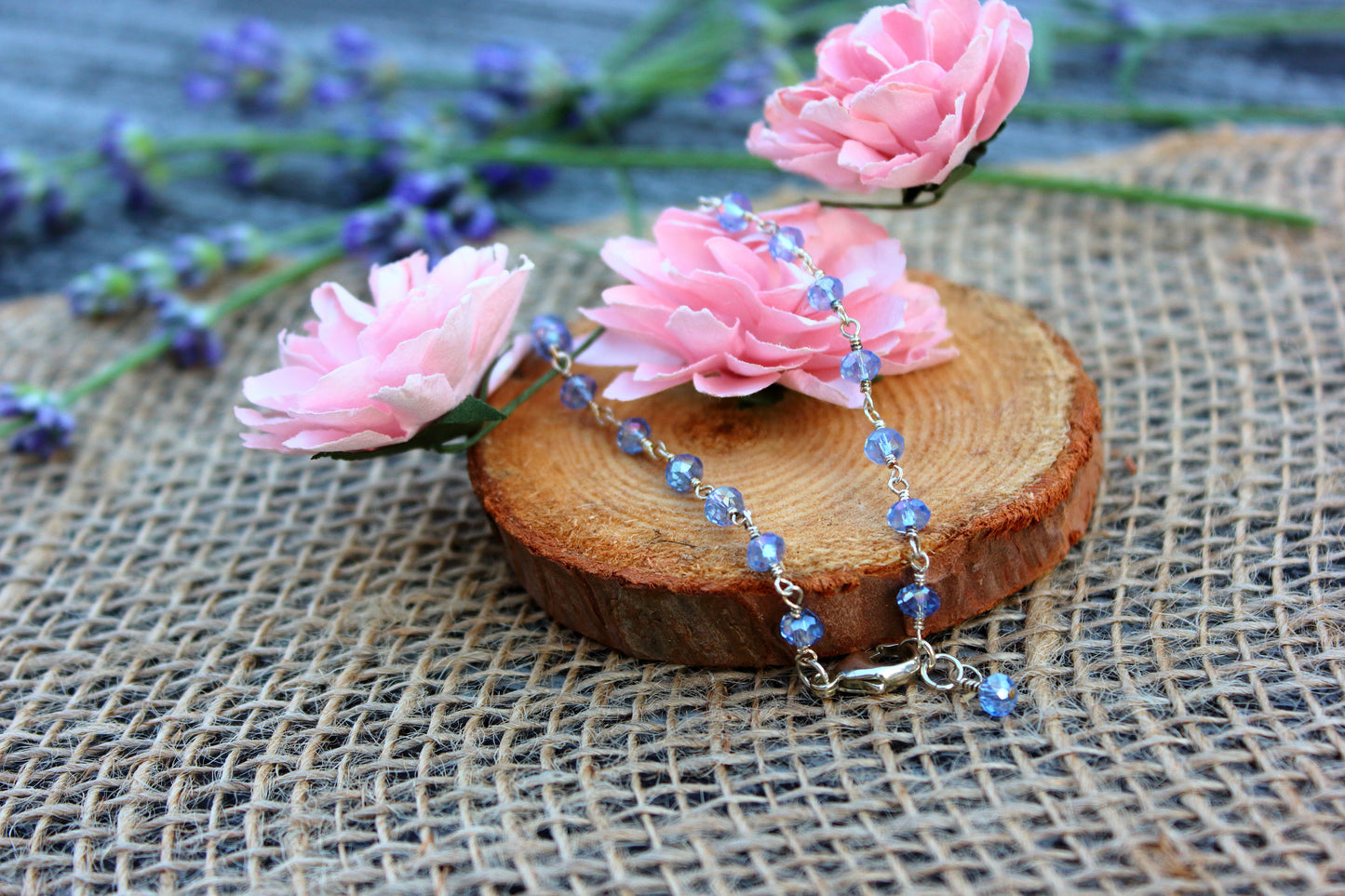 Blue zircon rosary bracelet