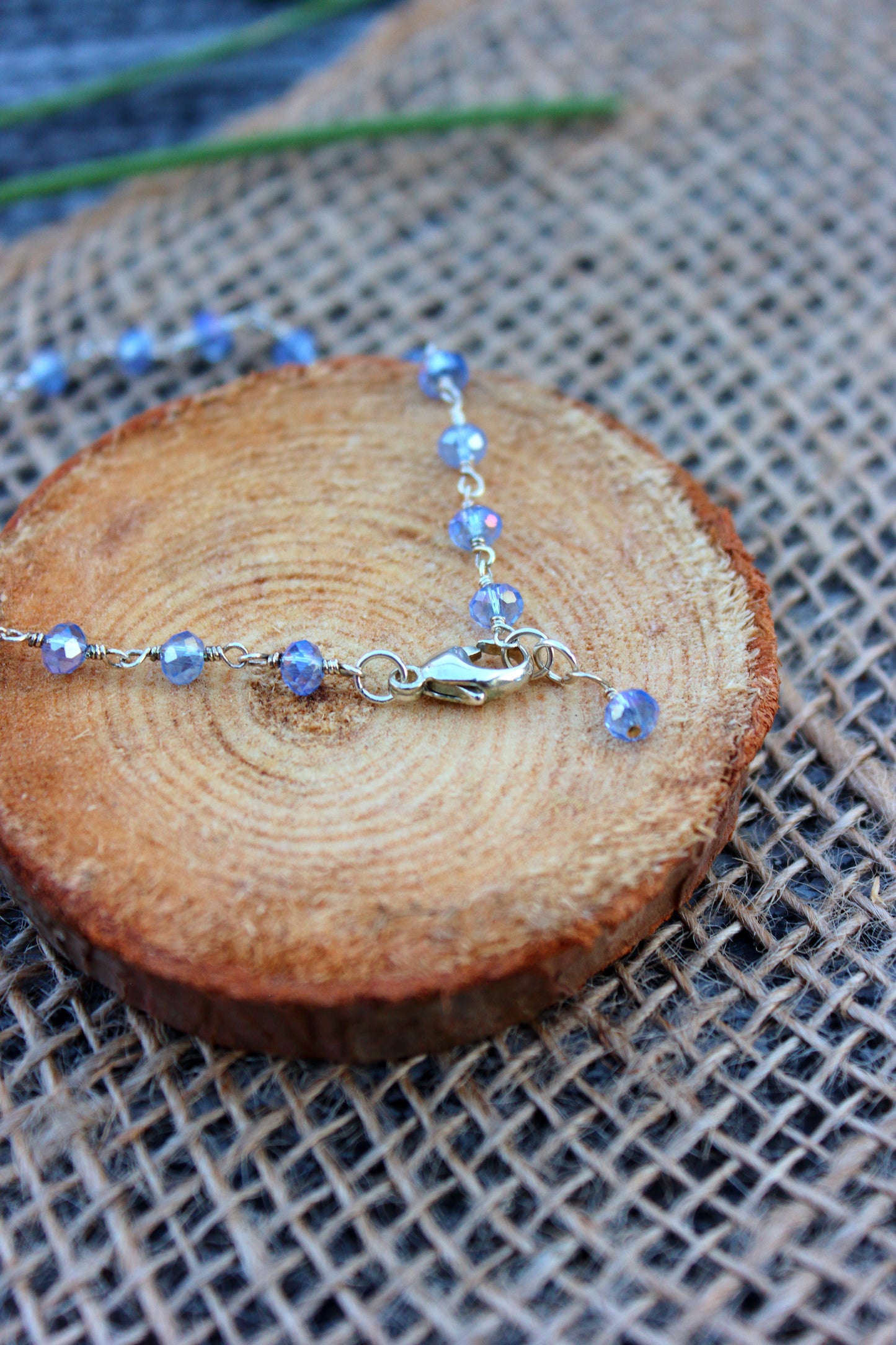 Blue zircon rosary bracelet
