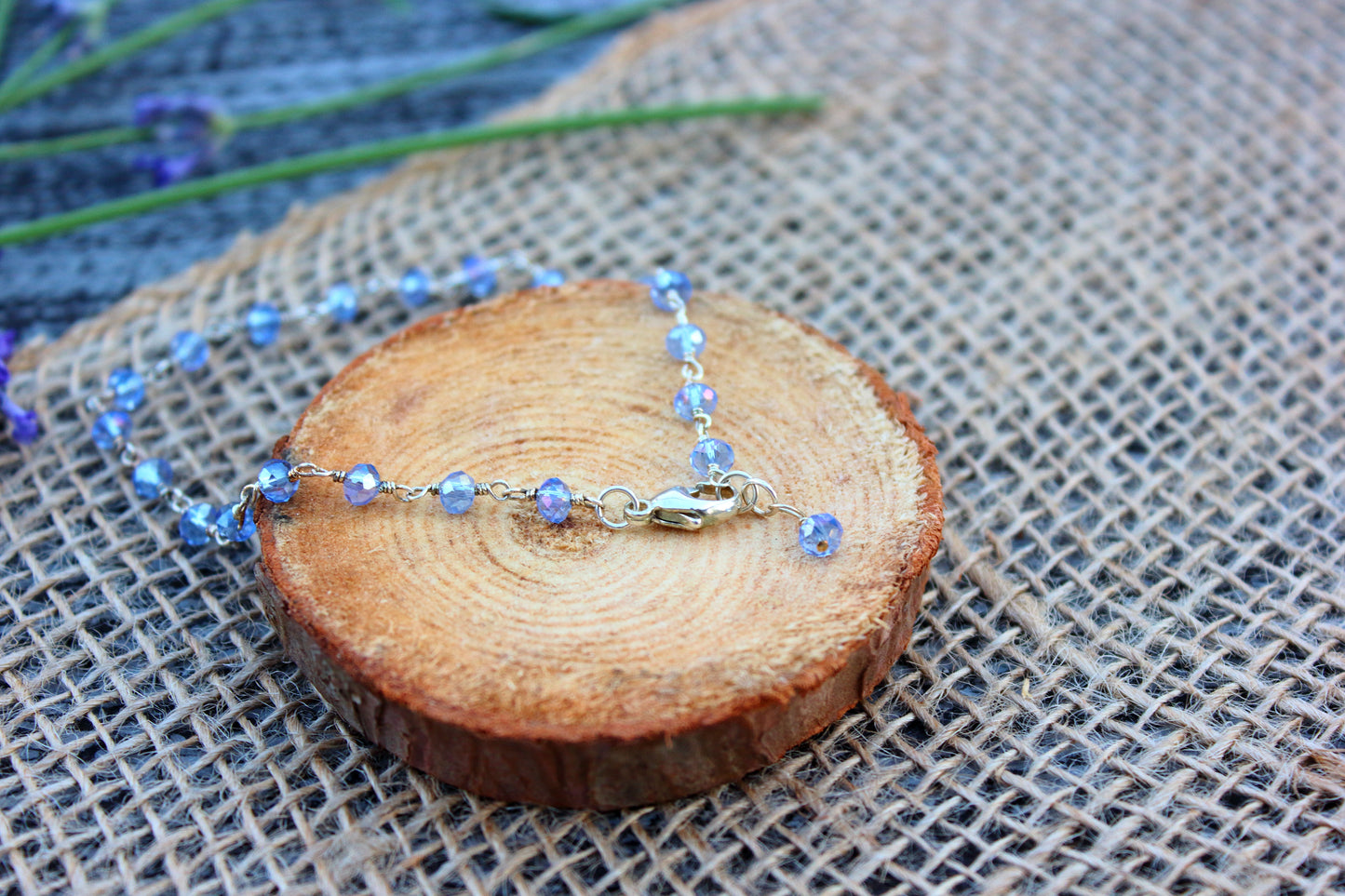 Blue zircon rosary bracelet