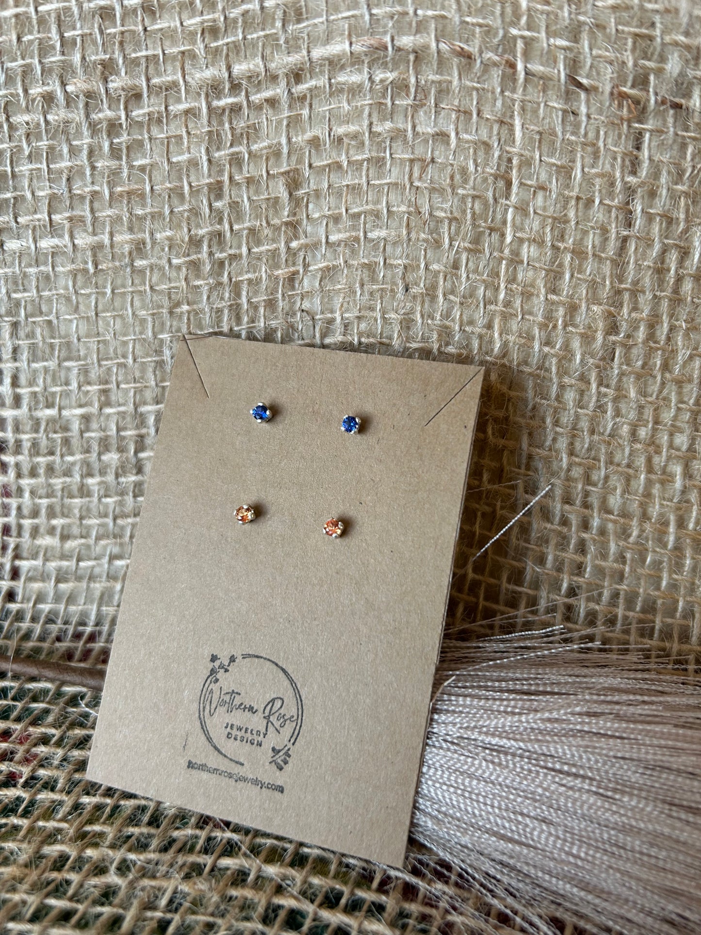 Tiny Gemstone Studs - Sapphires