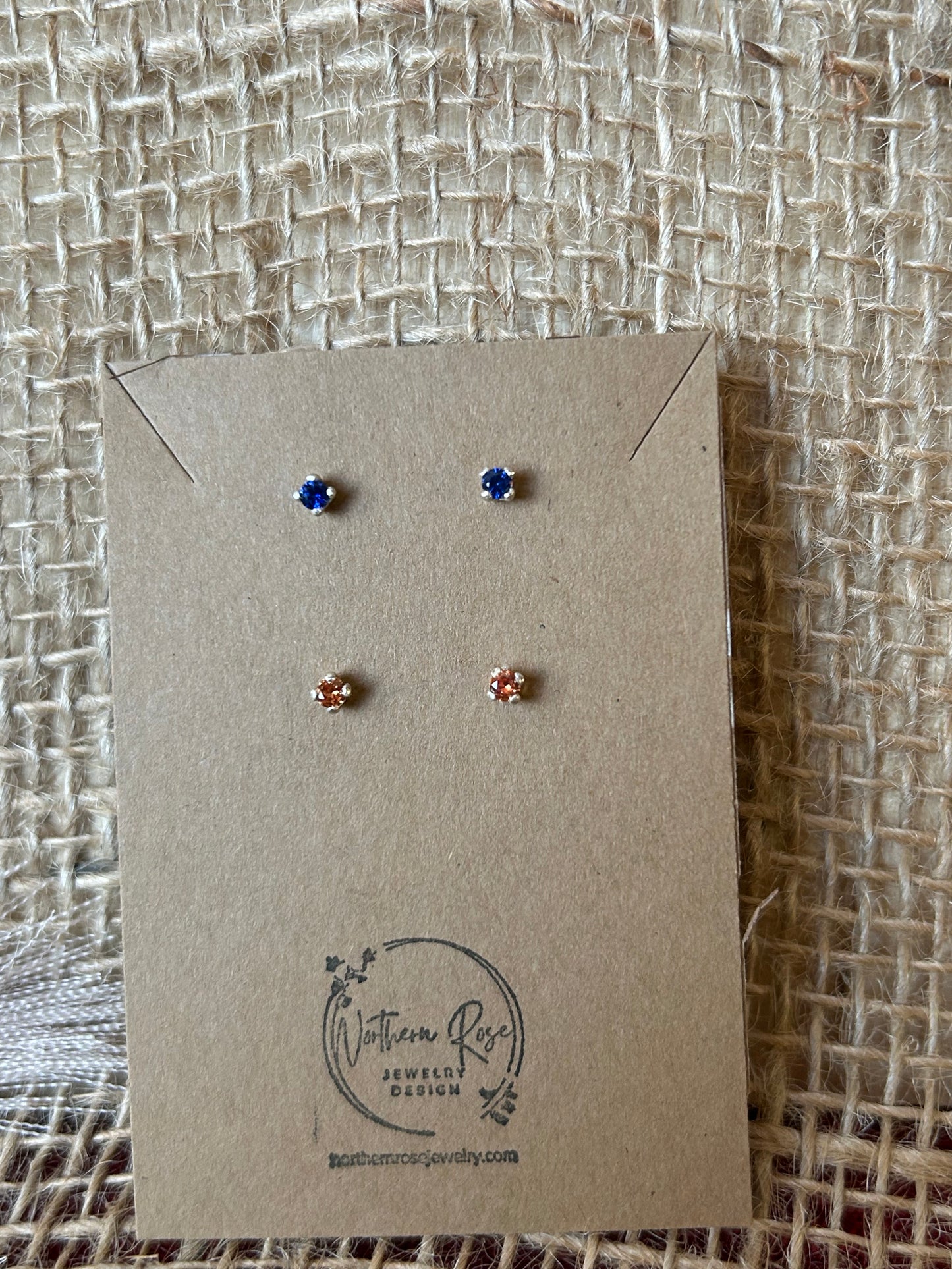 Tiny Gemstone Studs - Sapphires