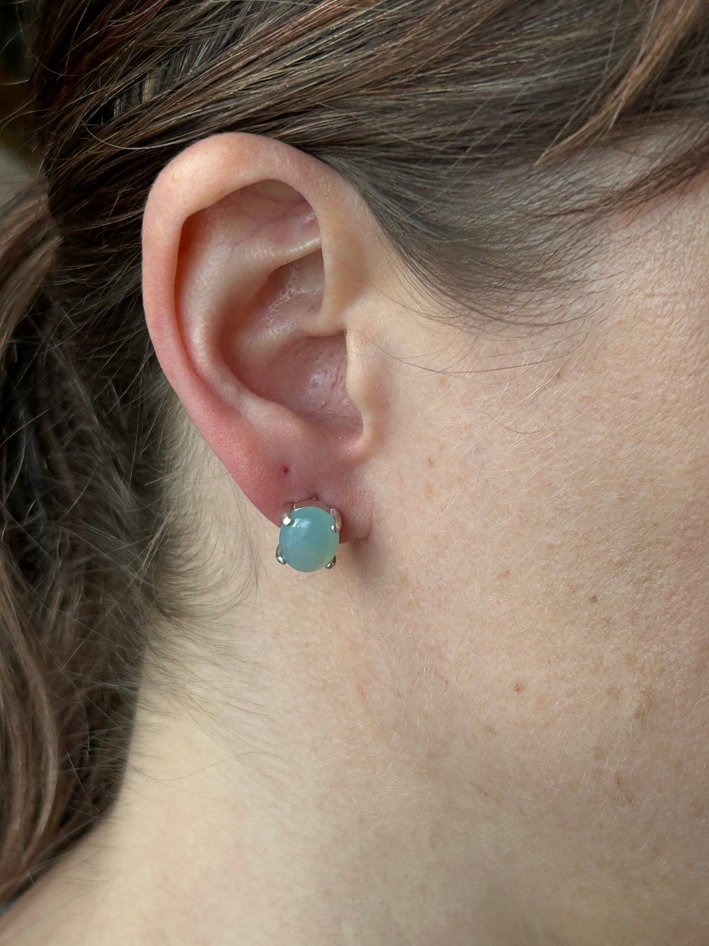 Peruvian Chalcedony Oval Earrings