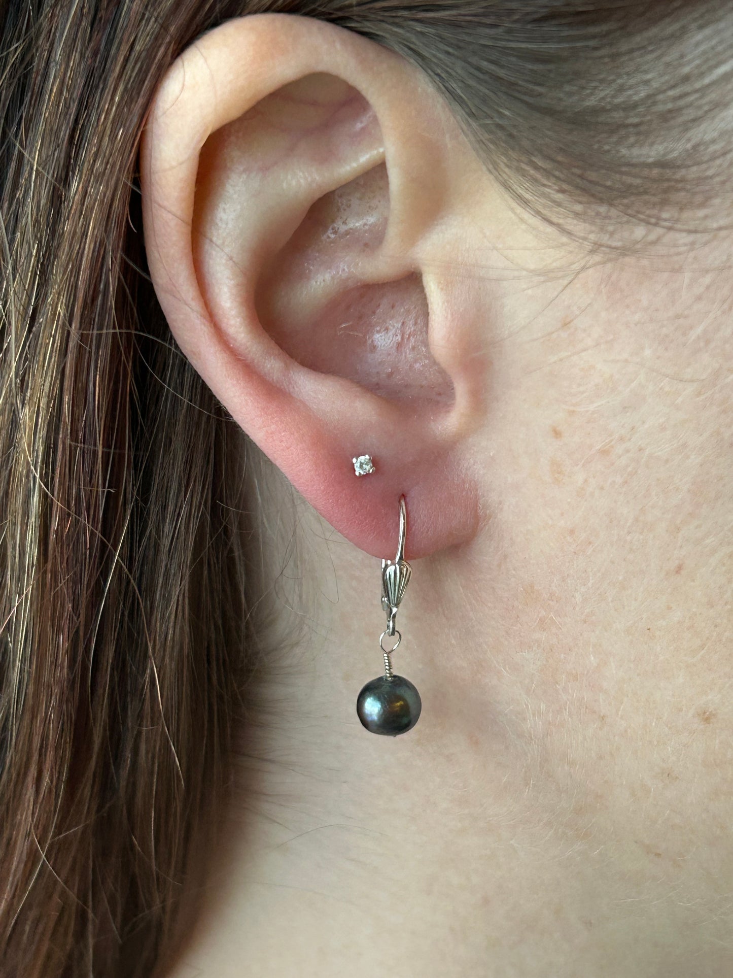 Peacock pearls on lever backs ear wires