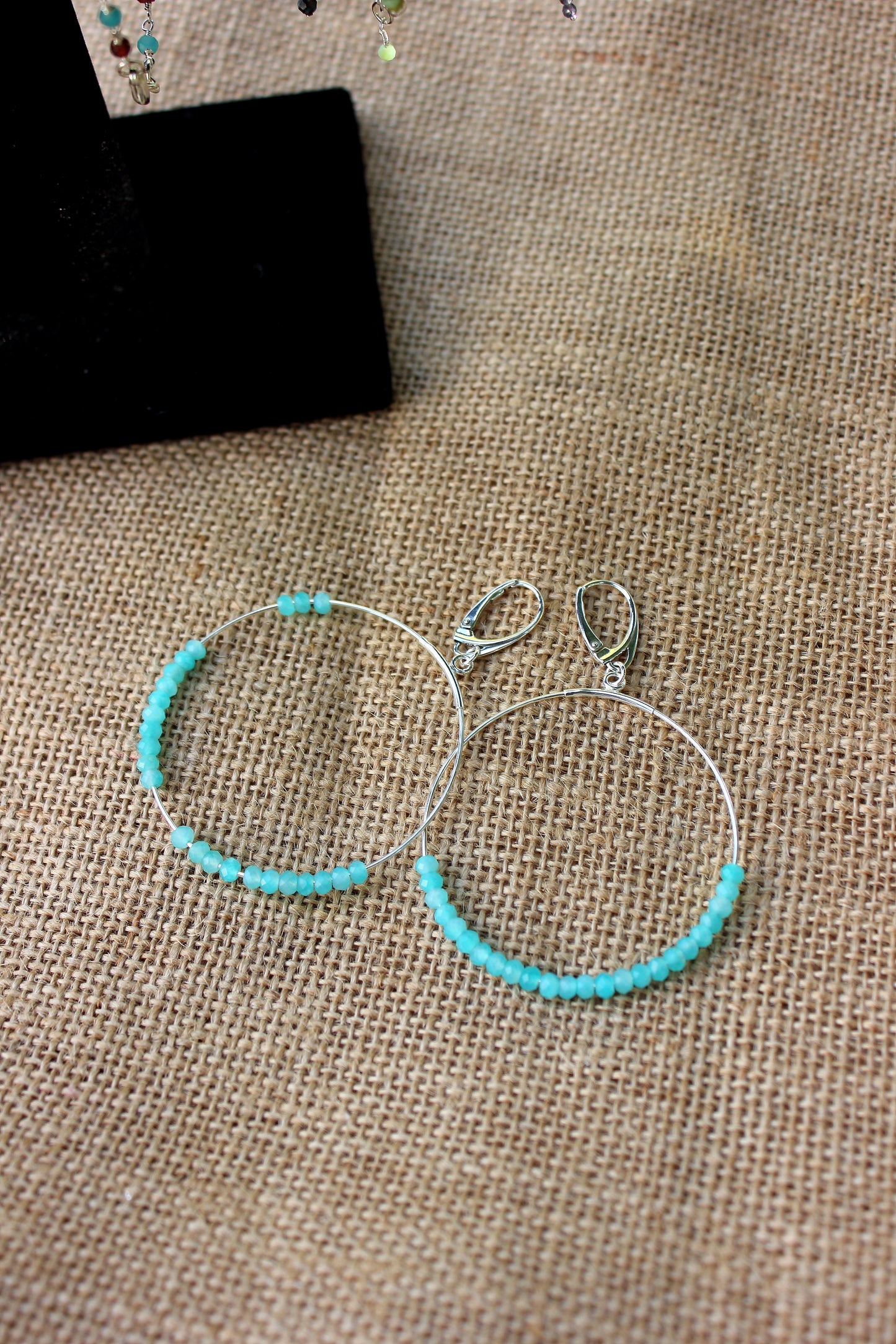 Amazonite Large Hoop Earrings