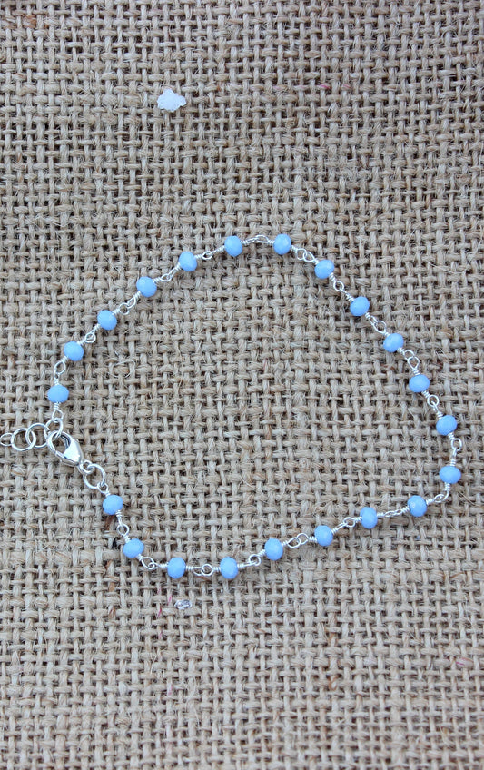 Periwinkle Chalcedony Rosary Chain Bracelet