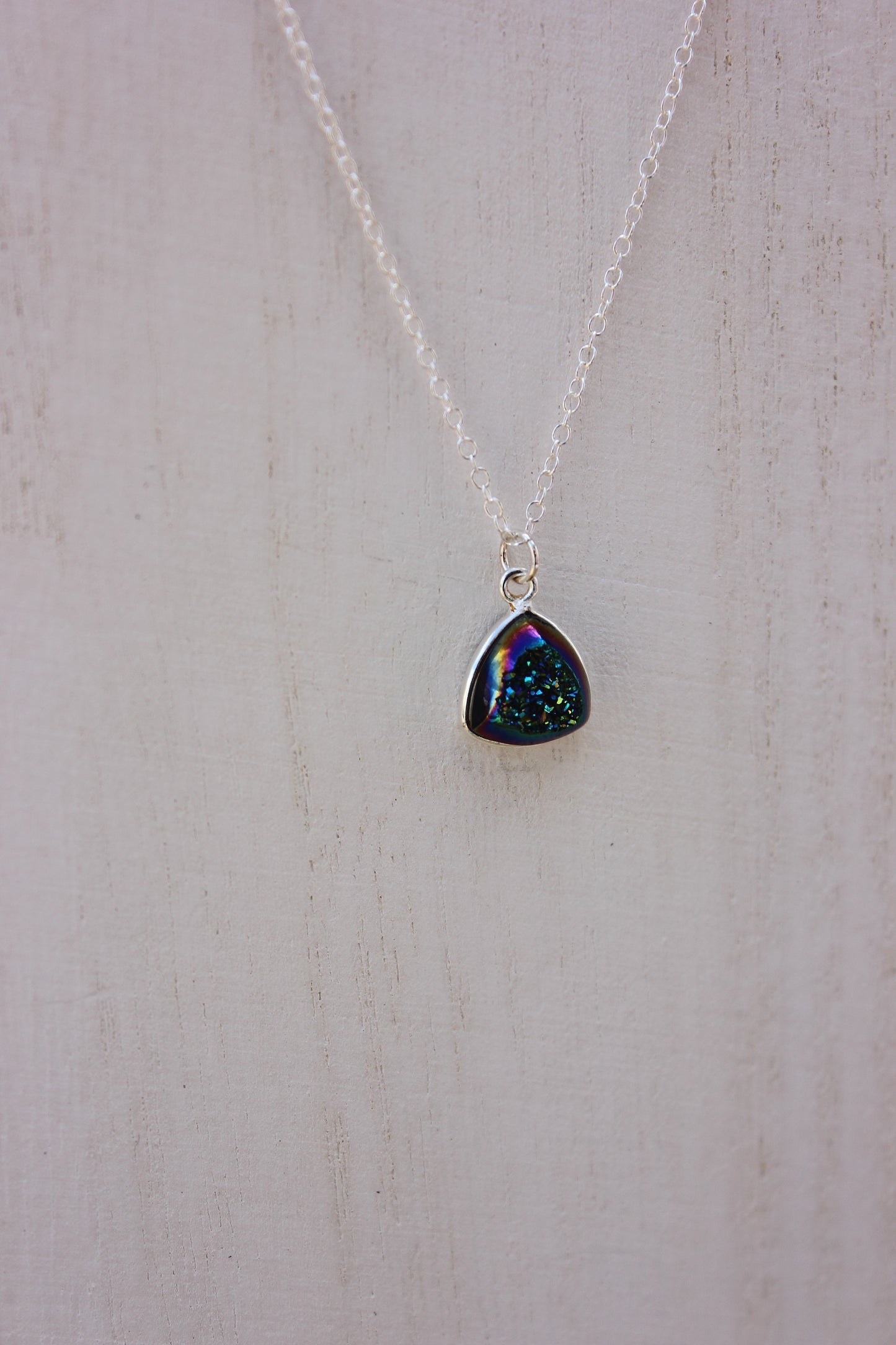 Purple Druzy Trillion Pendant