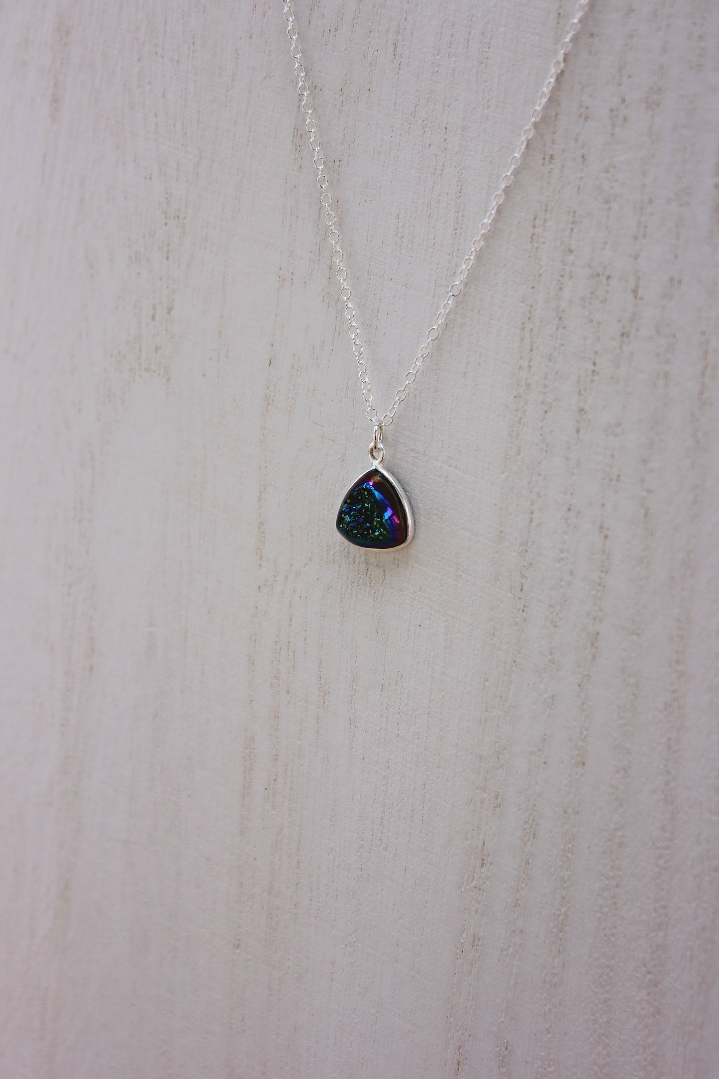 Purple Druzy Trillion Pendant