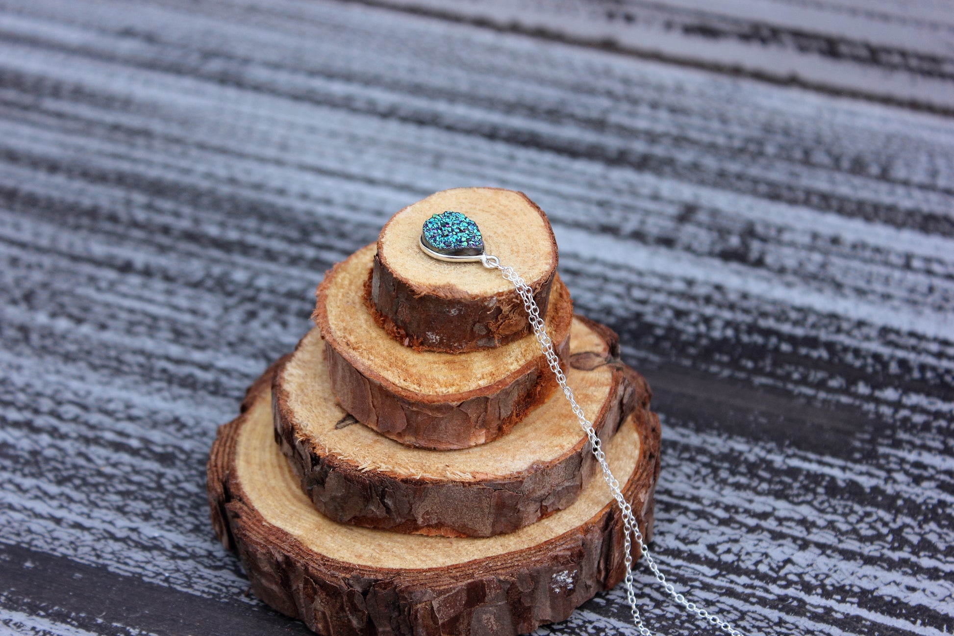 Purple/Green Druzy Pear Pendant