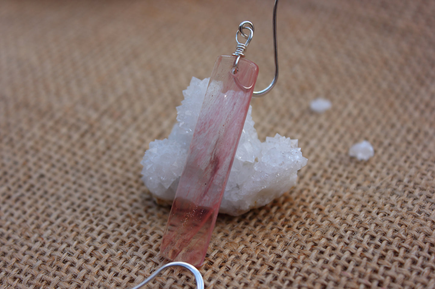 Cherry Quartz Rectangle Earrings