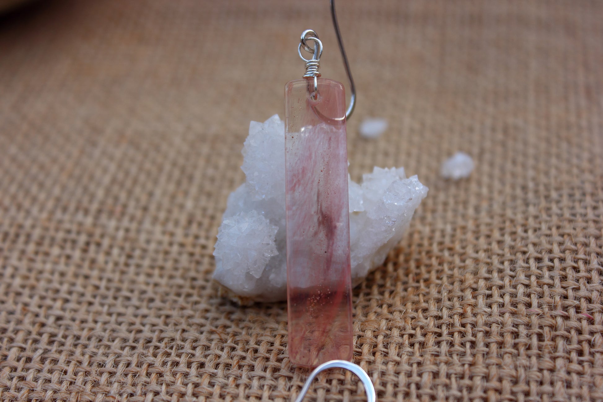 Cherry Quartz Rectangle Earrings