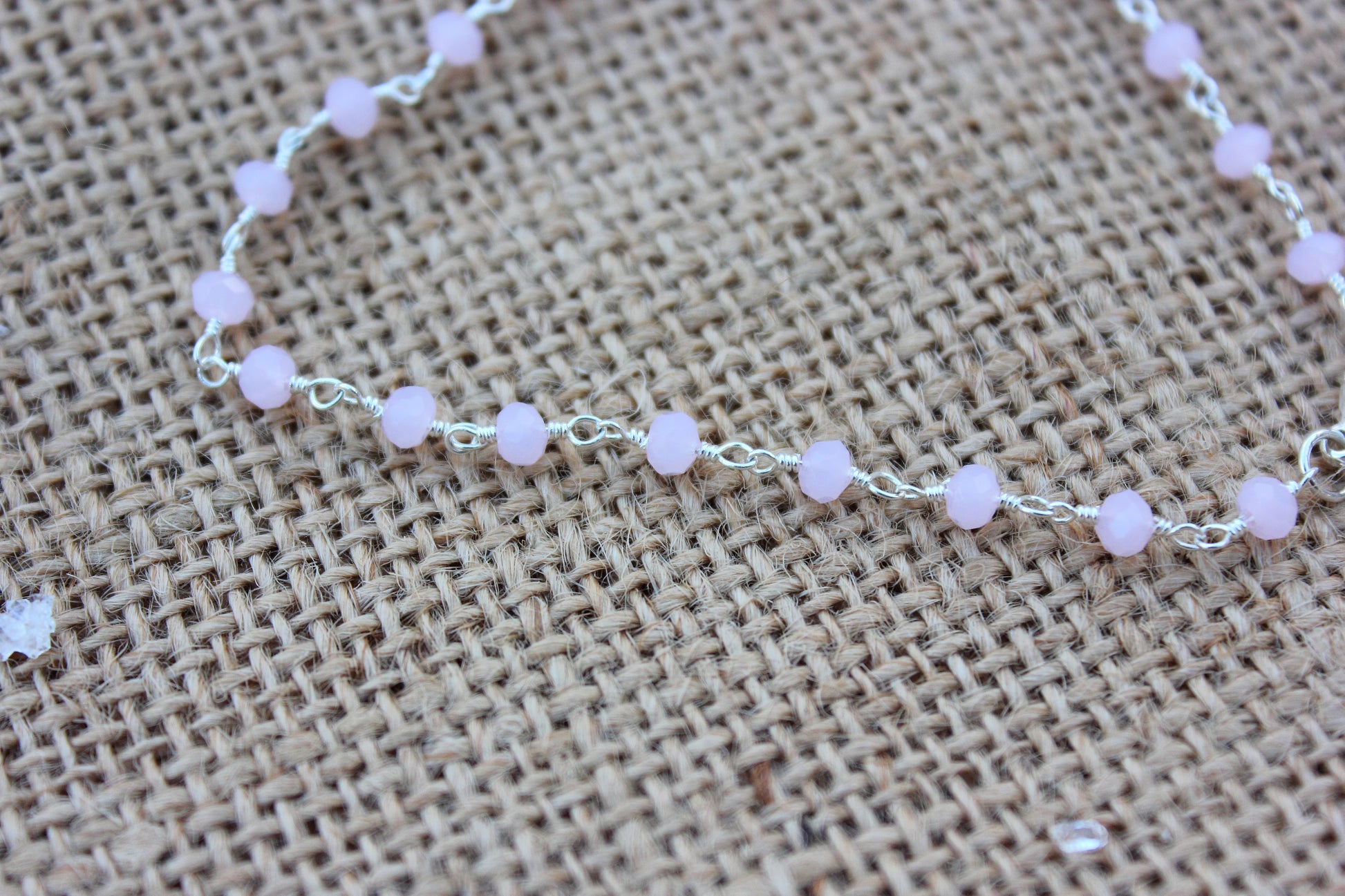 Rose Quartz Rosary Chain Bracelet