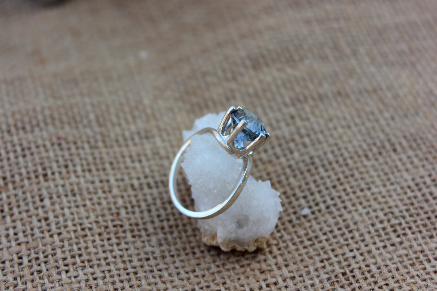 Concave Cut Blue Quartz Ring