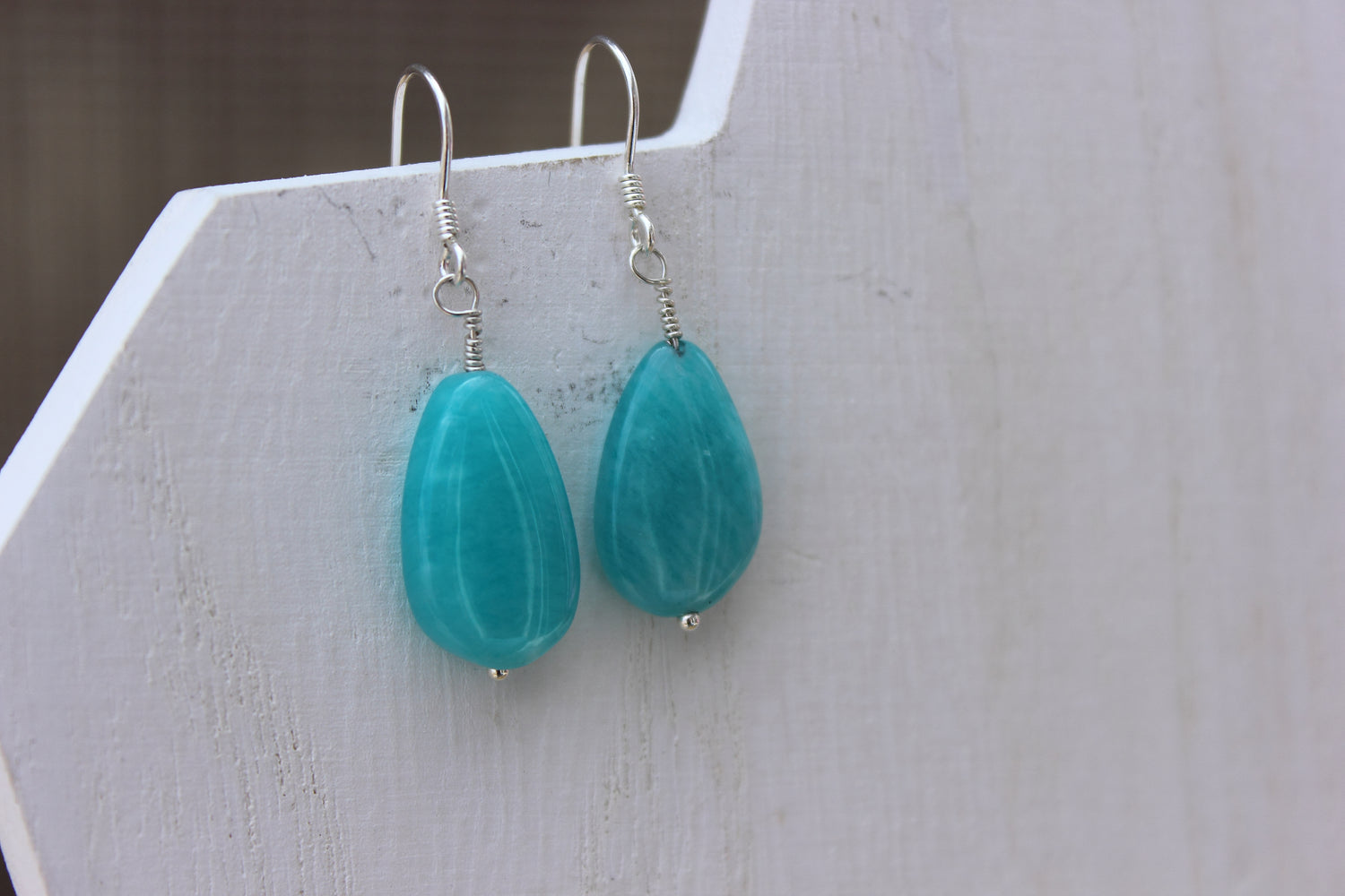 Amazonite Tear Drop Earrings