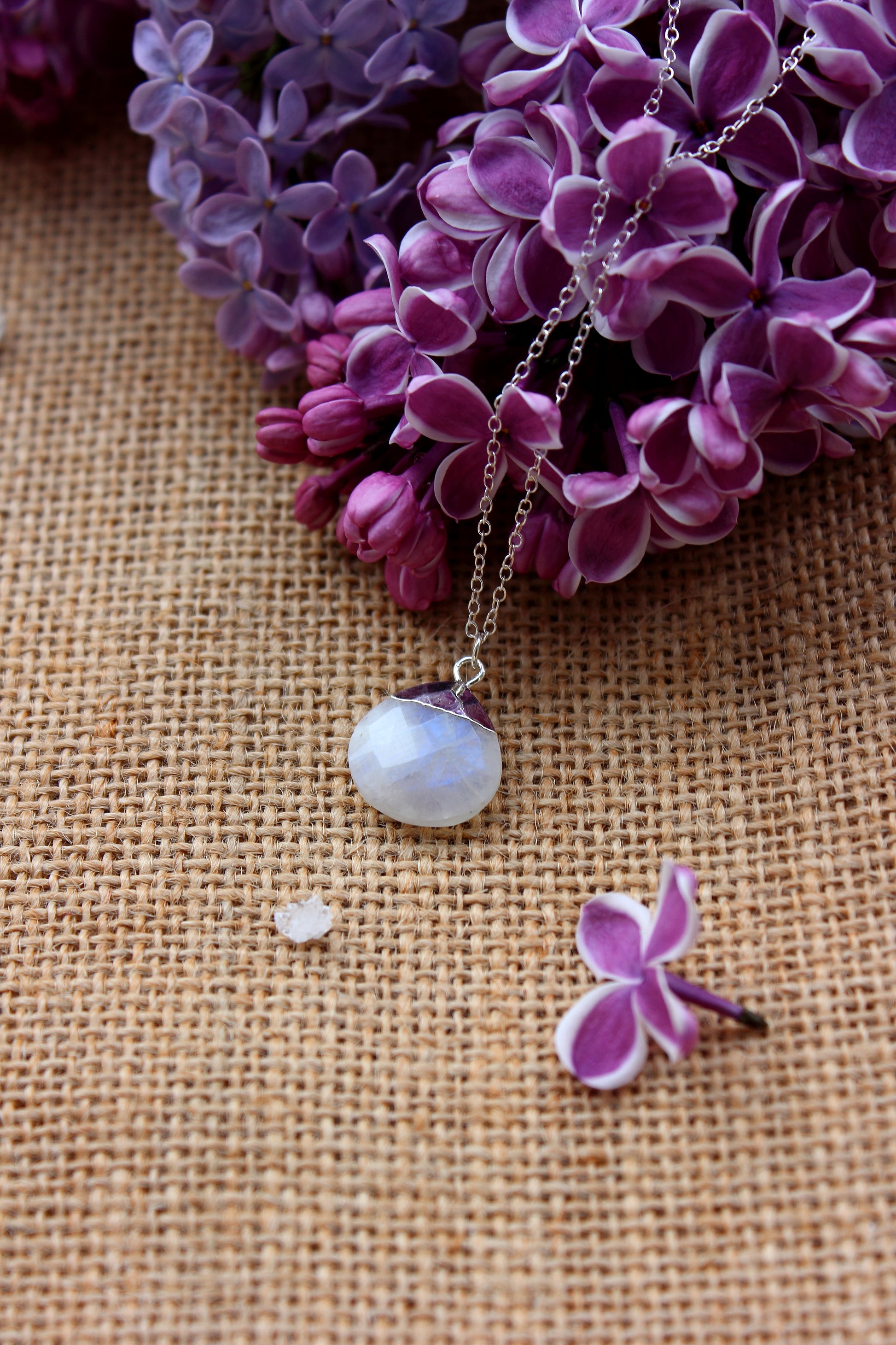 Rainbow Moonstone Briolette Necklace