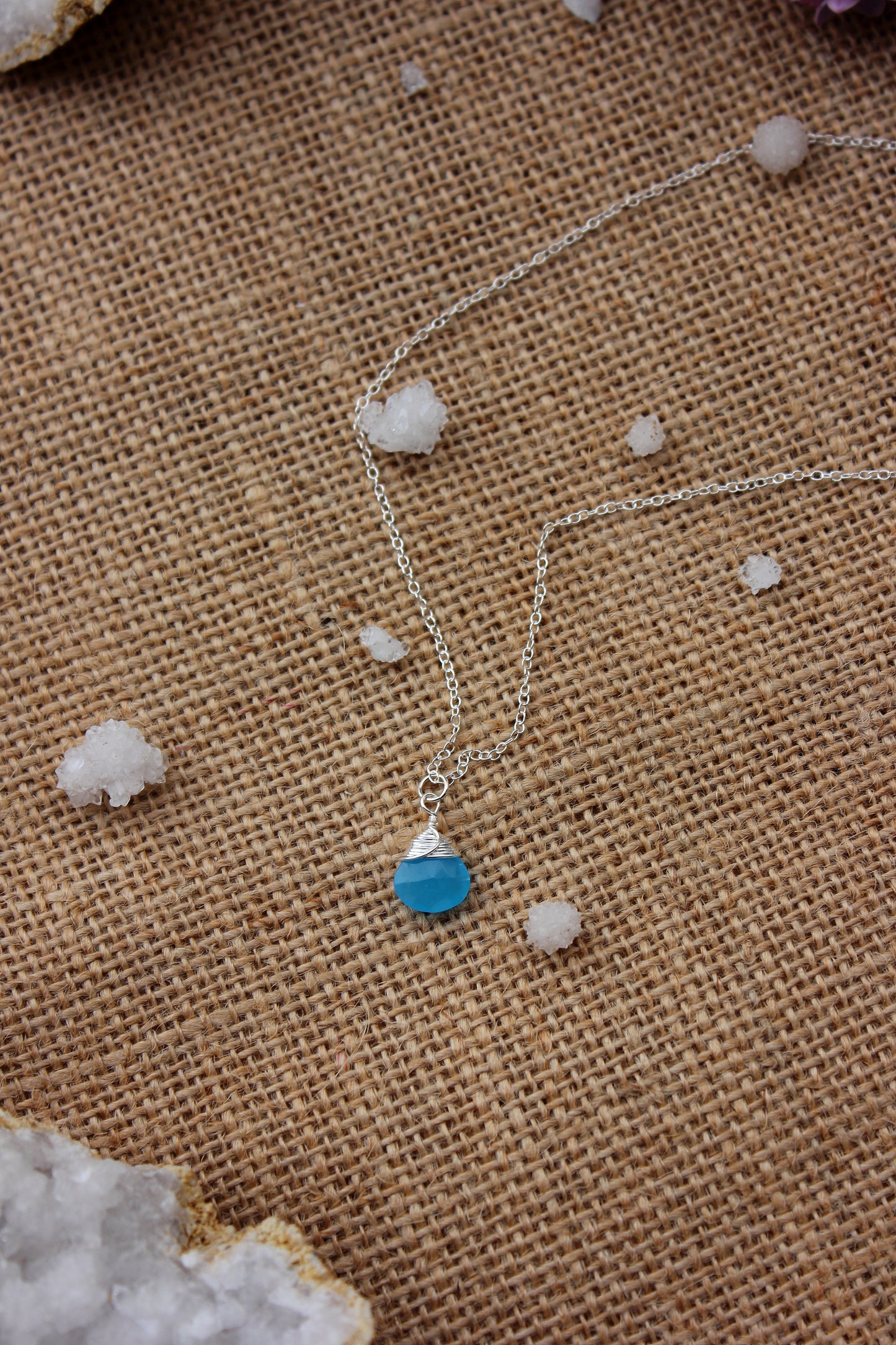 Sky Blue Chalcedony Briolette Necklace