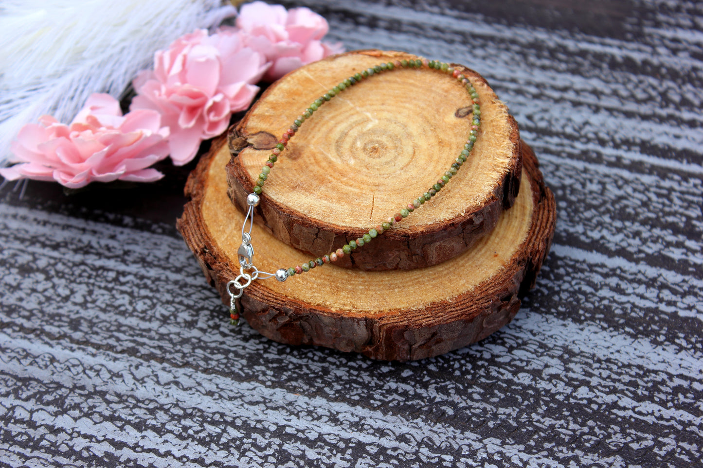 Unakite faceted bracelet